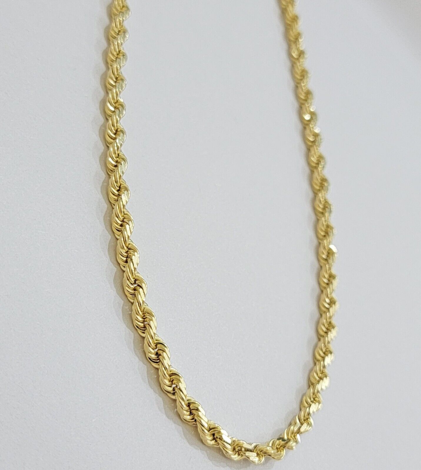 14k Yellow Gold Rope Chain Necklace SOLID Real 14kt 4mm 18 - 28 Inch Diamond Cut - GoldenLinQ