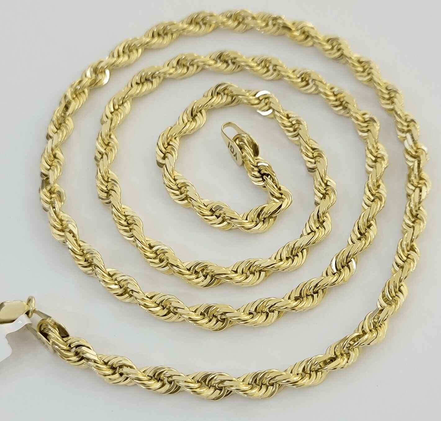 14k Yellow Gold Rope Chain Solid Necklace 6mm 24" Dimond Cut GURANTEED REAL GOLD - GoldenLinQ