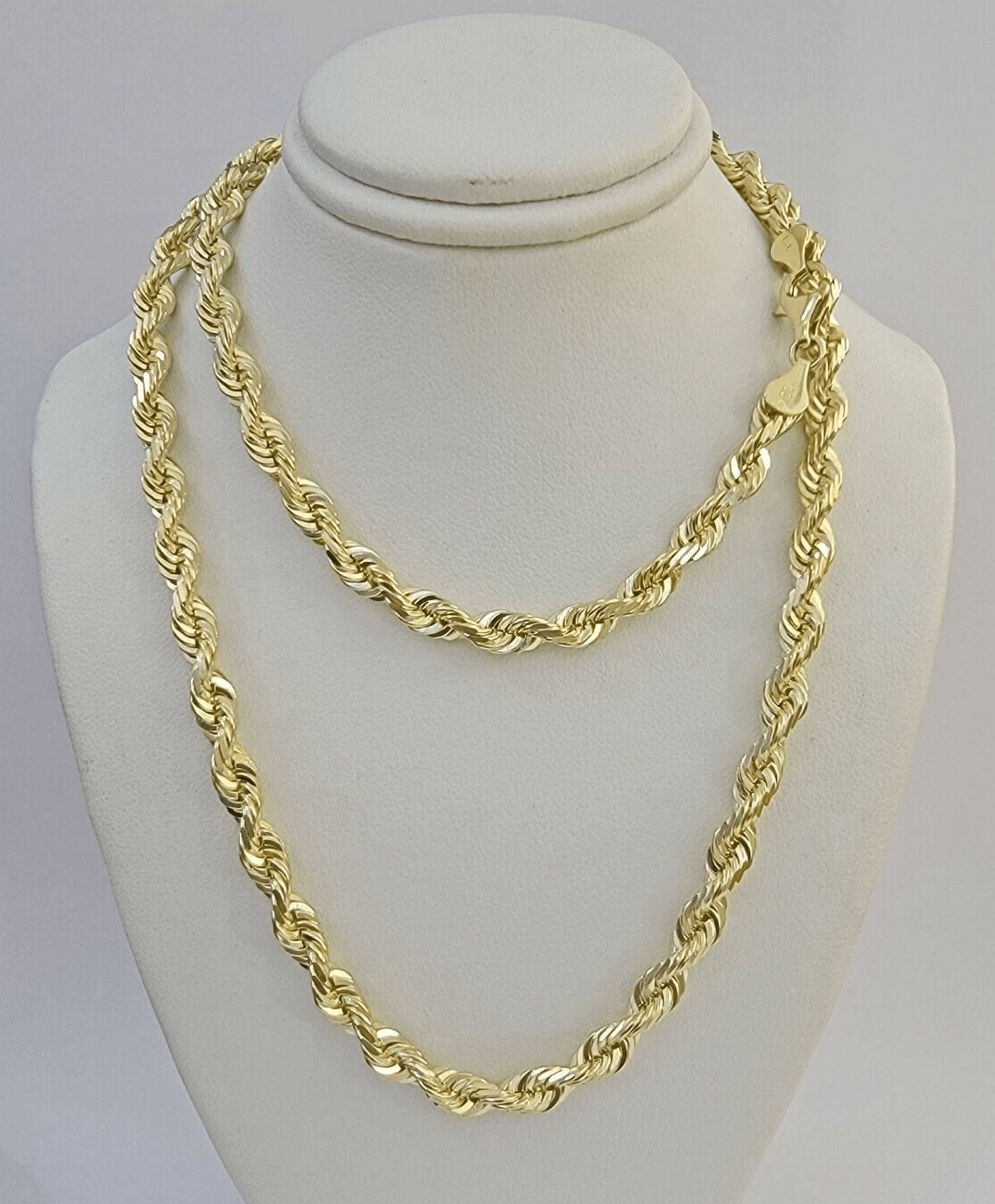 14k Yellow Gold Rope Chain Solid Necklace 6mm 24" Dimond Cut GURANTEED REAL GOLD - GoldenLinQ