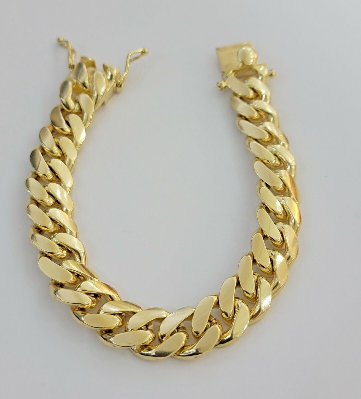 14k Yellow Gold Solid 13mm Bracelet Miami cuban Link 9.5" Men's Real 14kt Heavy - GoldenLinQ
