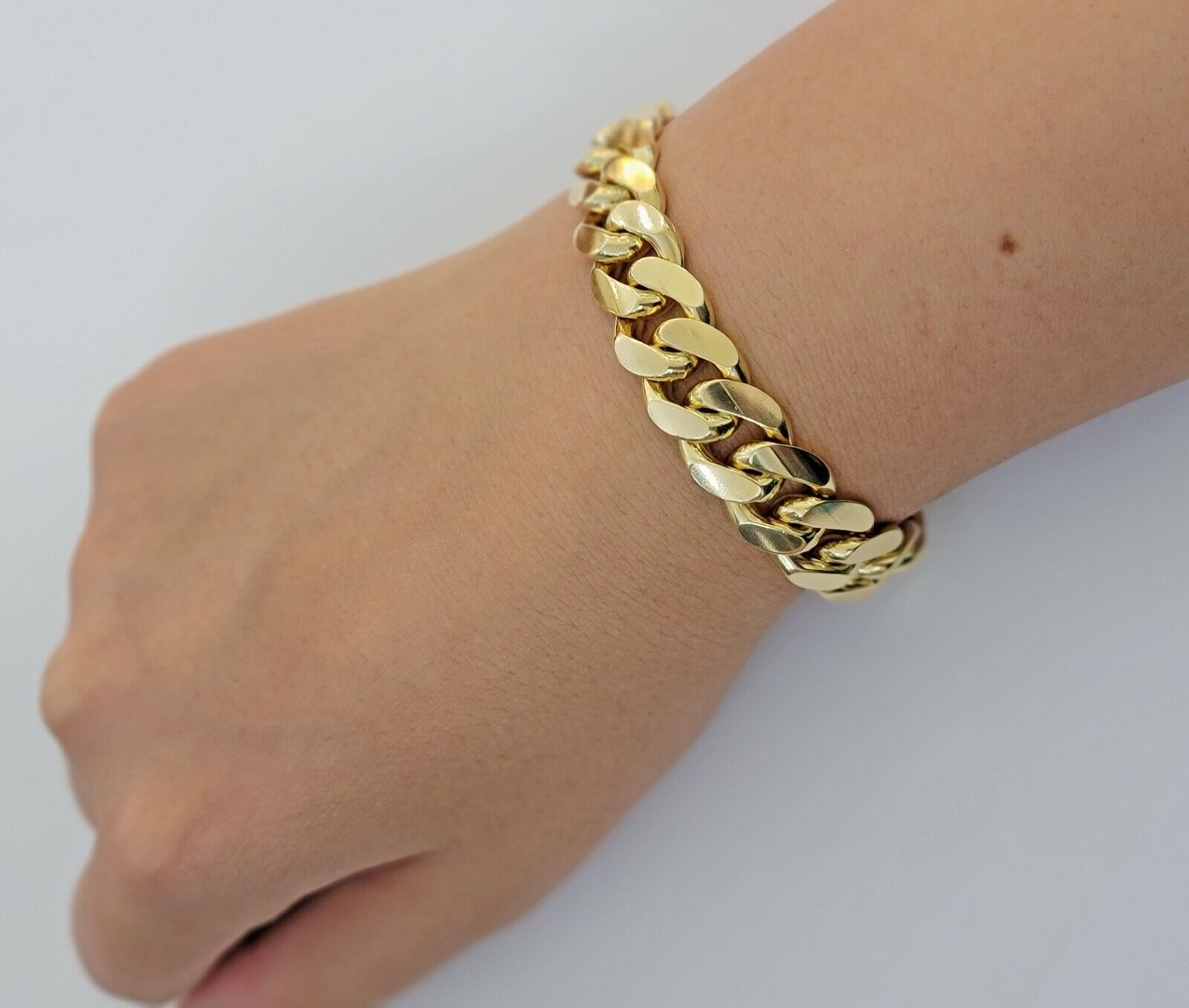 14k Yellow Gold Solid 13mm Bracelet Miami cuban Link 9.5" Men's Real 14kt Heavy - GoldenLinQ