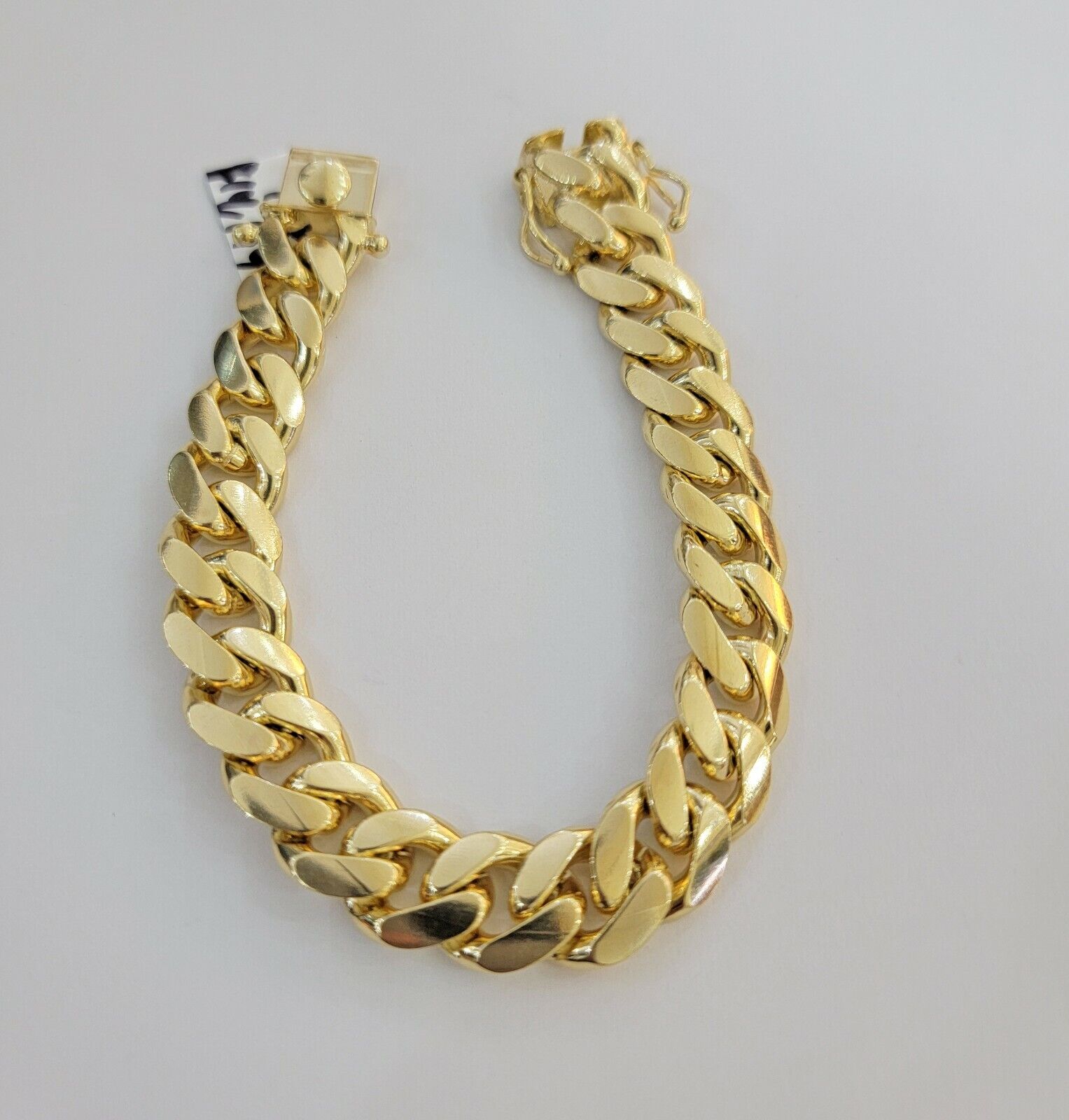 14k Yellow Gold Solid 13mm Bracelet Miami cuban Link 9.5" Men's Real 14kt Heavy - GoldenLinQ