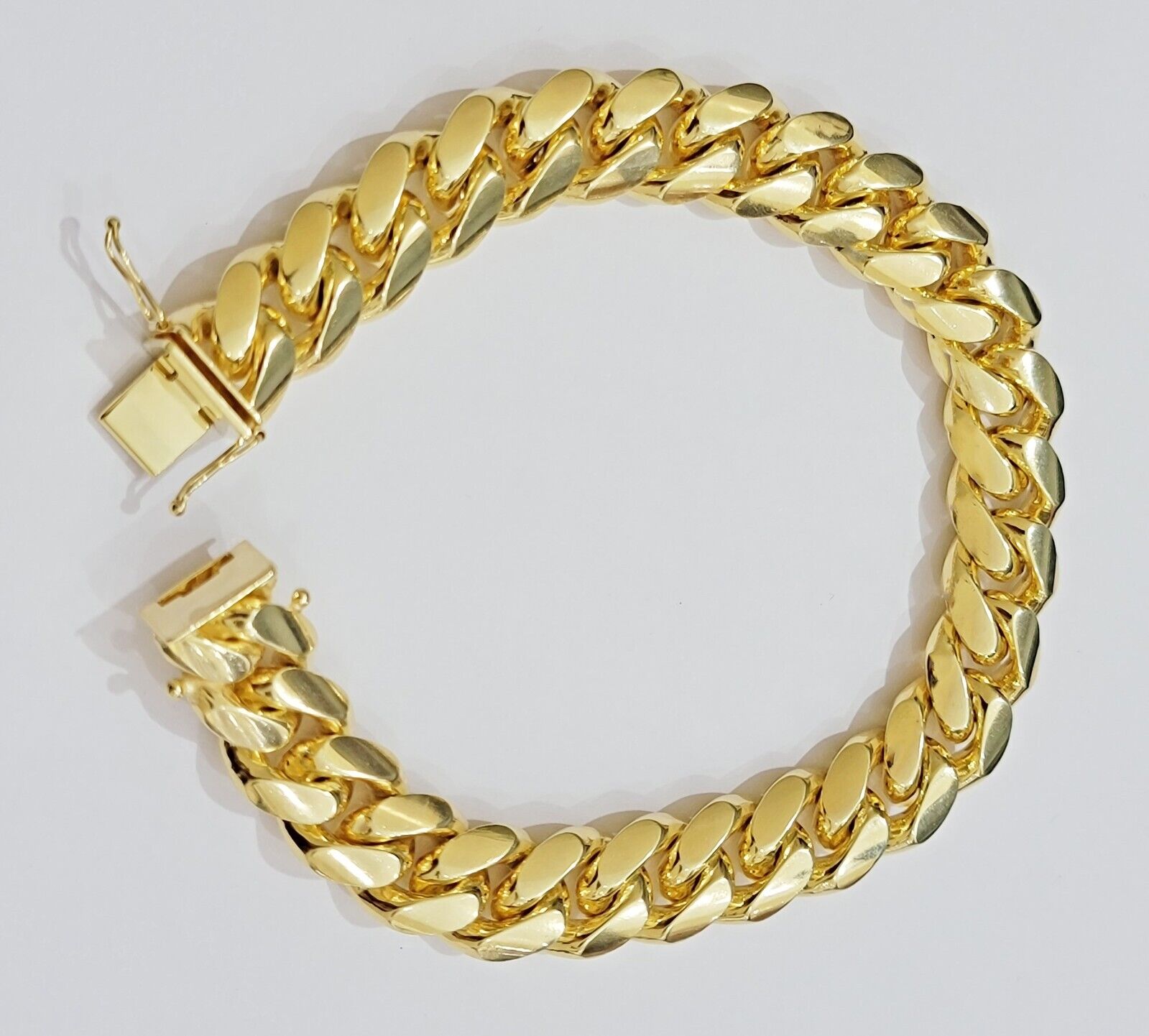 14k Yellow Gold Solid 13mm Bracelet Miami cuban Link 9.5" Men's Real 14kt Heavy - GoldenLinQ
