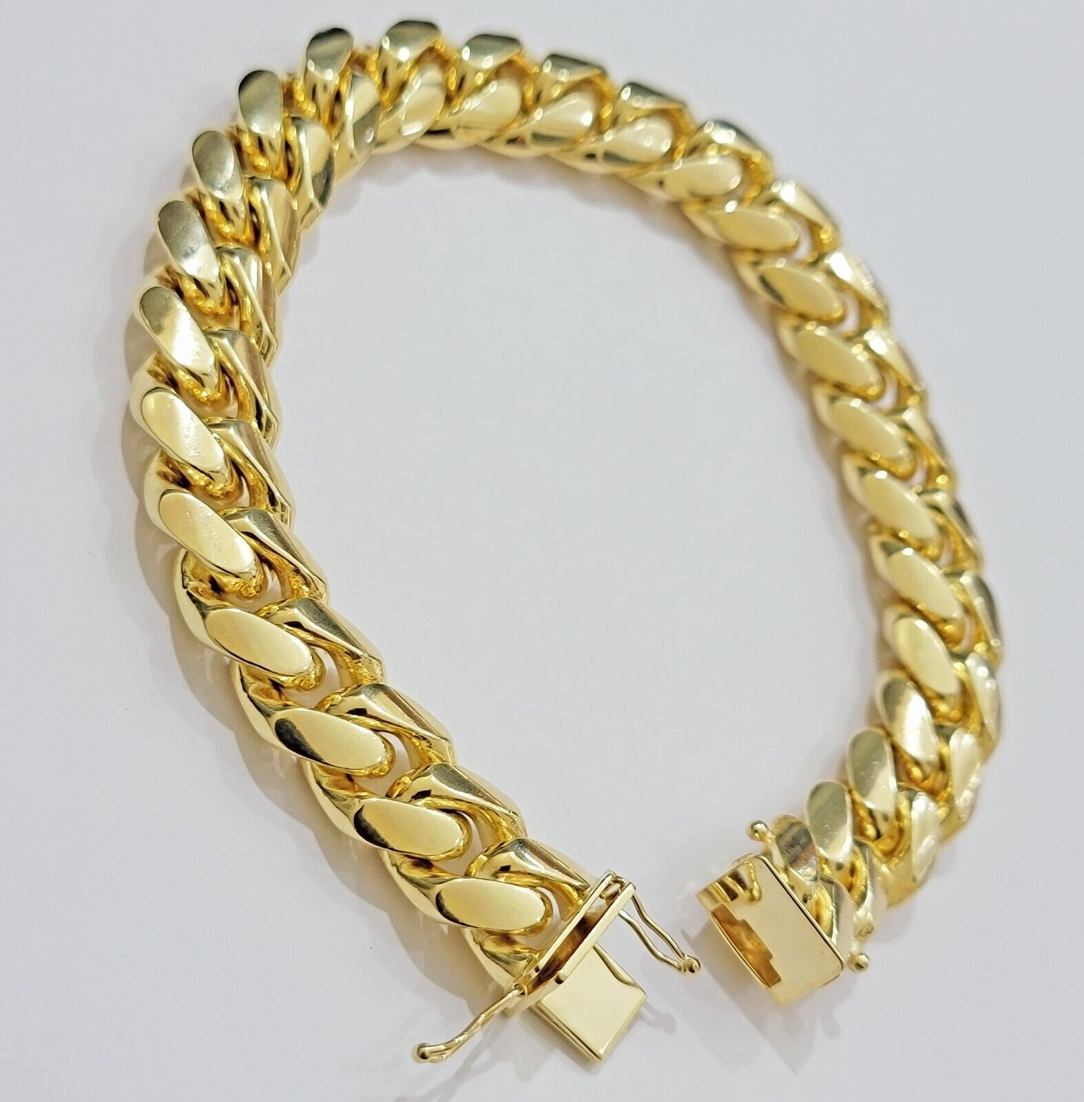 14k Yellow Gold Solid 13mm Bracelet Miami cuban Link 9.5" Men's Real 14kt Heavy - GoldenLinQ