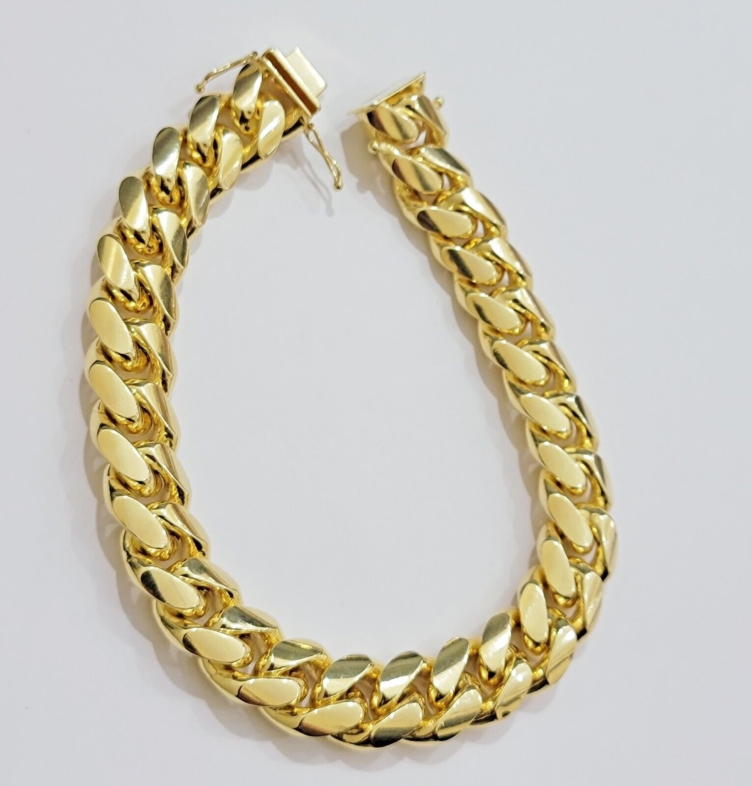 14k Yellow Gold Solid 13mm Bracelet Miami cuban Link 9.5" Men's Real 14kt Heavy - GoldenLinQ
