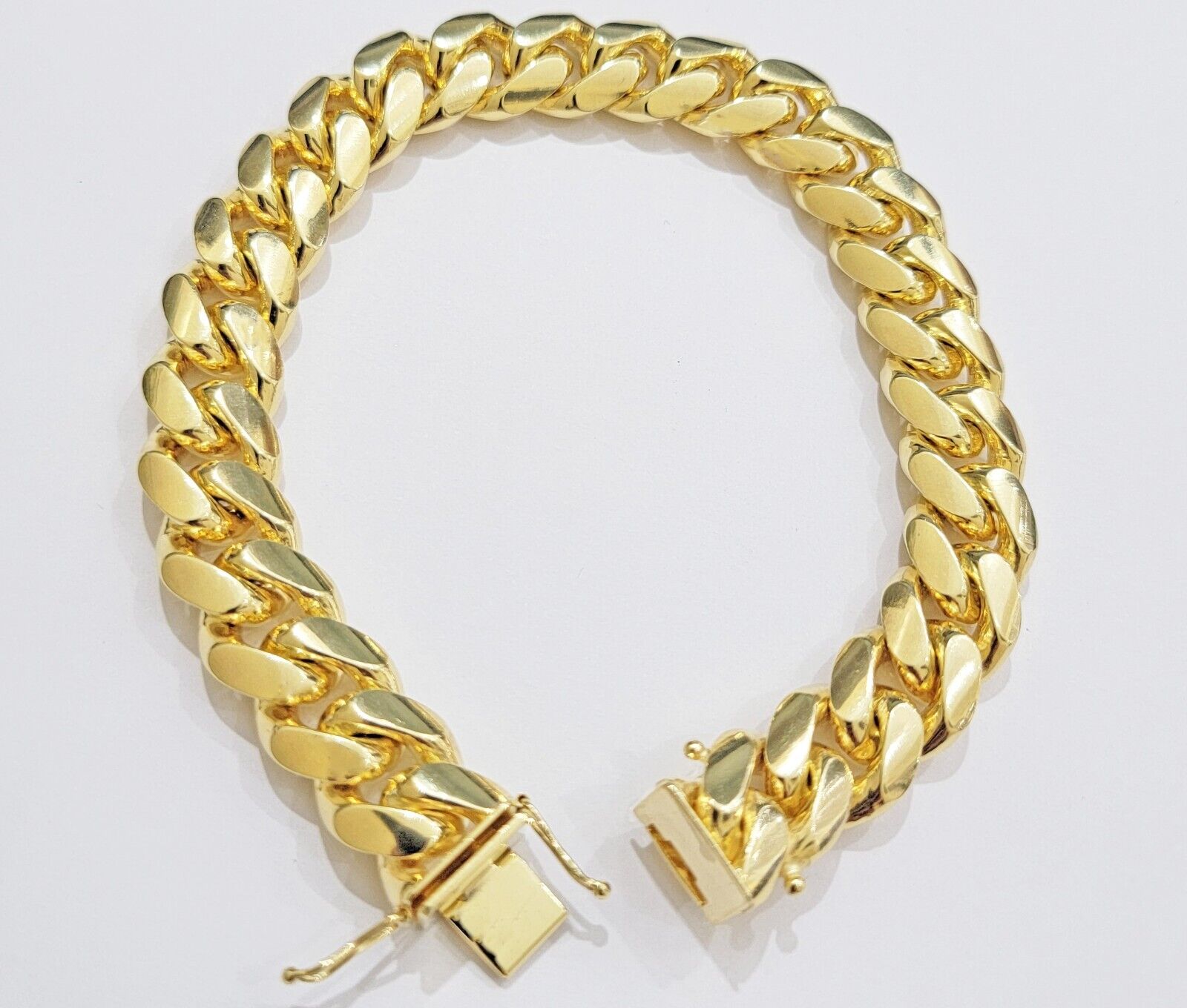 14k Yellow Gold Solid 13mm Bracelet Miami cuban Link 9.5" Men's Real 14kt Heavy - GoldenLinQ