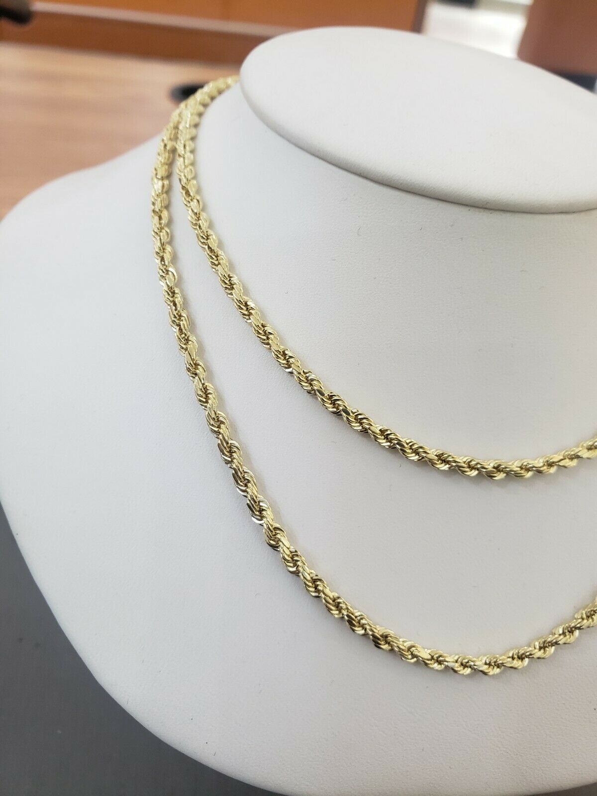 14K Yellow Gold Solid Chain Necklace 18" - 28" 3mm Diamond Cut REAL 14kt Men Women - GoldenlinQ