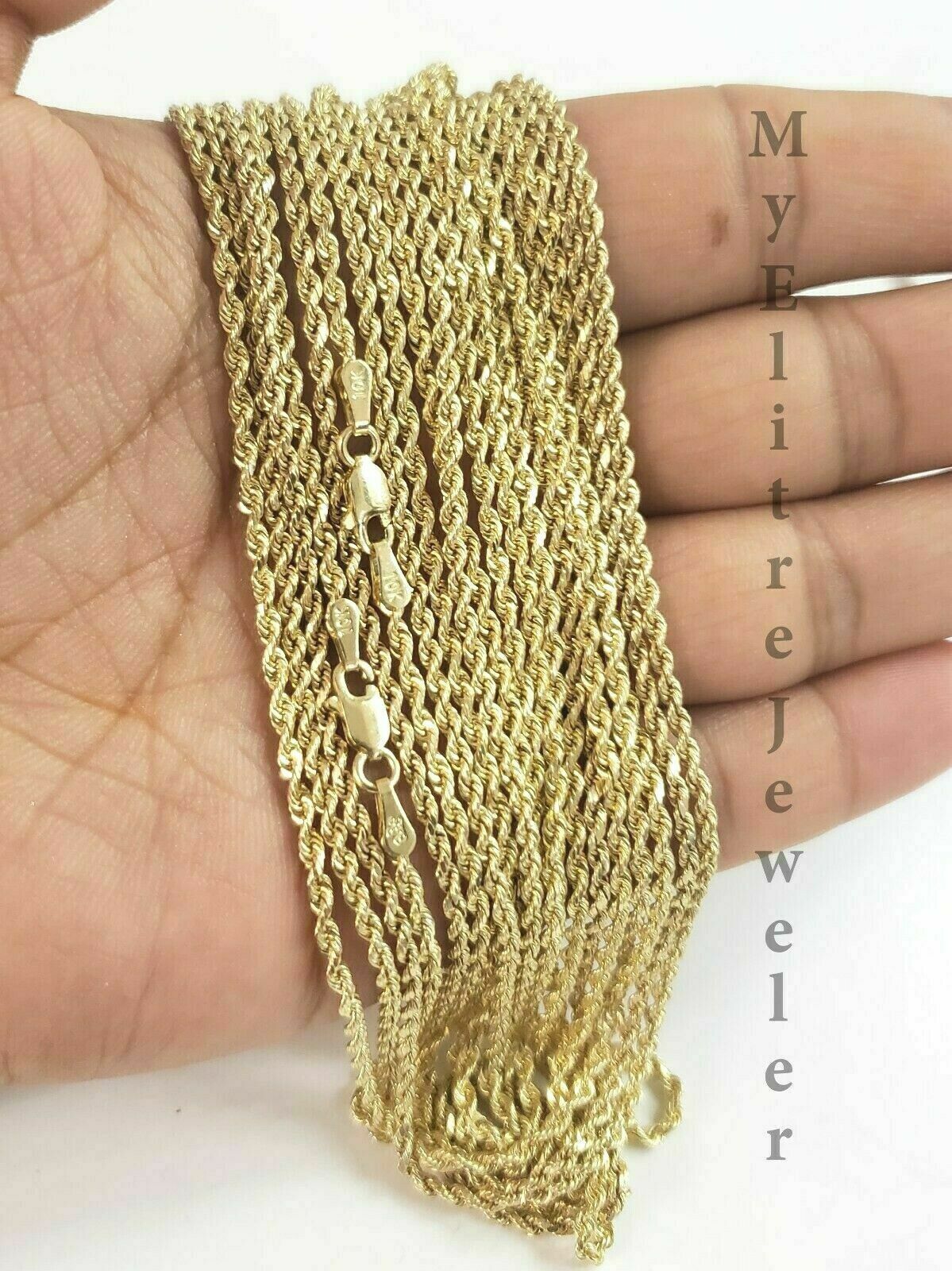 14K Yellow Gold Solid Chain Necklace 3mm 22" Inch Lobster , Real 14kt, Bracelet - GoldenlinQ
