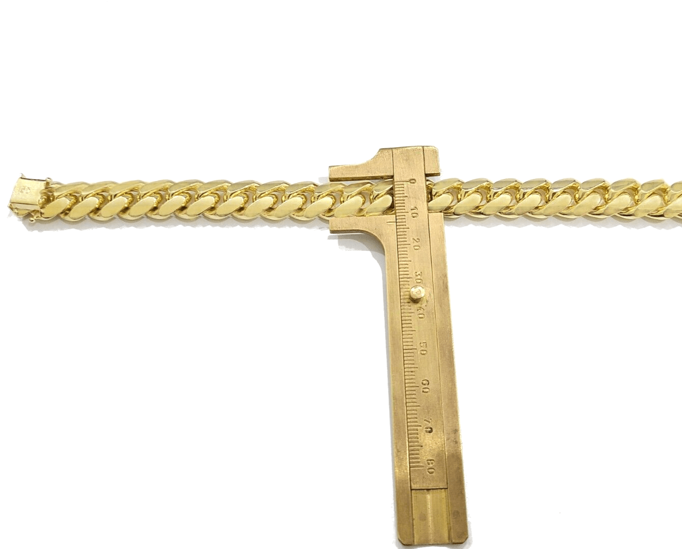 14kt Solid Yellow Gold Miami Cuban Bracelet Real 14k 13mm 9.5 inches Box Lock - GoldenlinQ