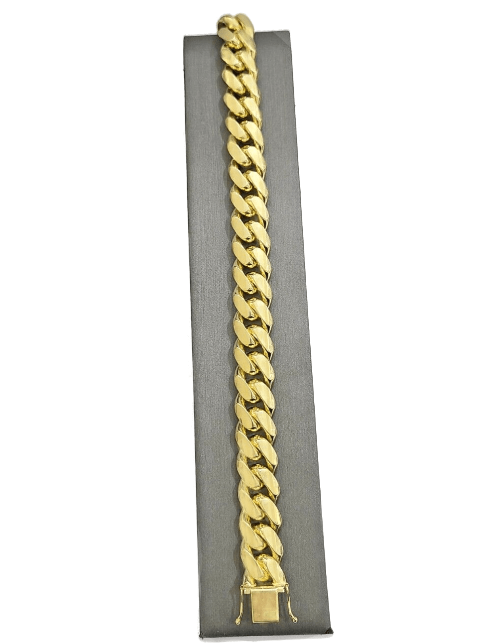 14kt Solid Yellow Gold Miami Cuban Bracelet Real 14k 13mm 9.5 inches Box Lock - GoldenlinQ