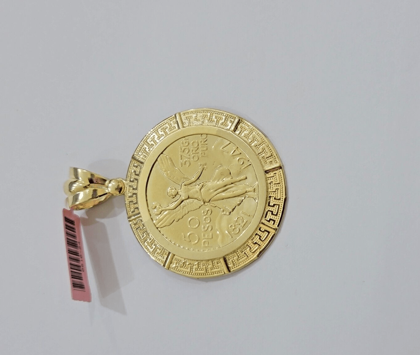 14kt Yellow Gold 1947 Mexican Centenario 50 Gold Pesos Copy Coin With Bezel SALE - Reva Jeweler