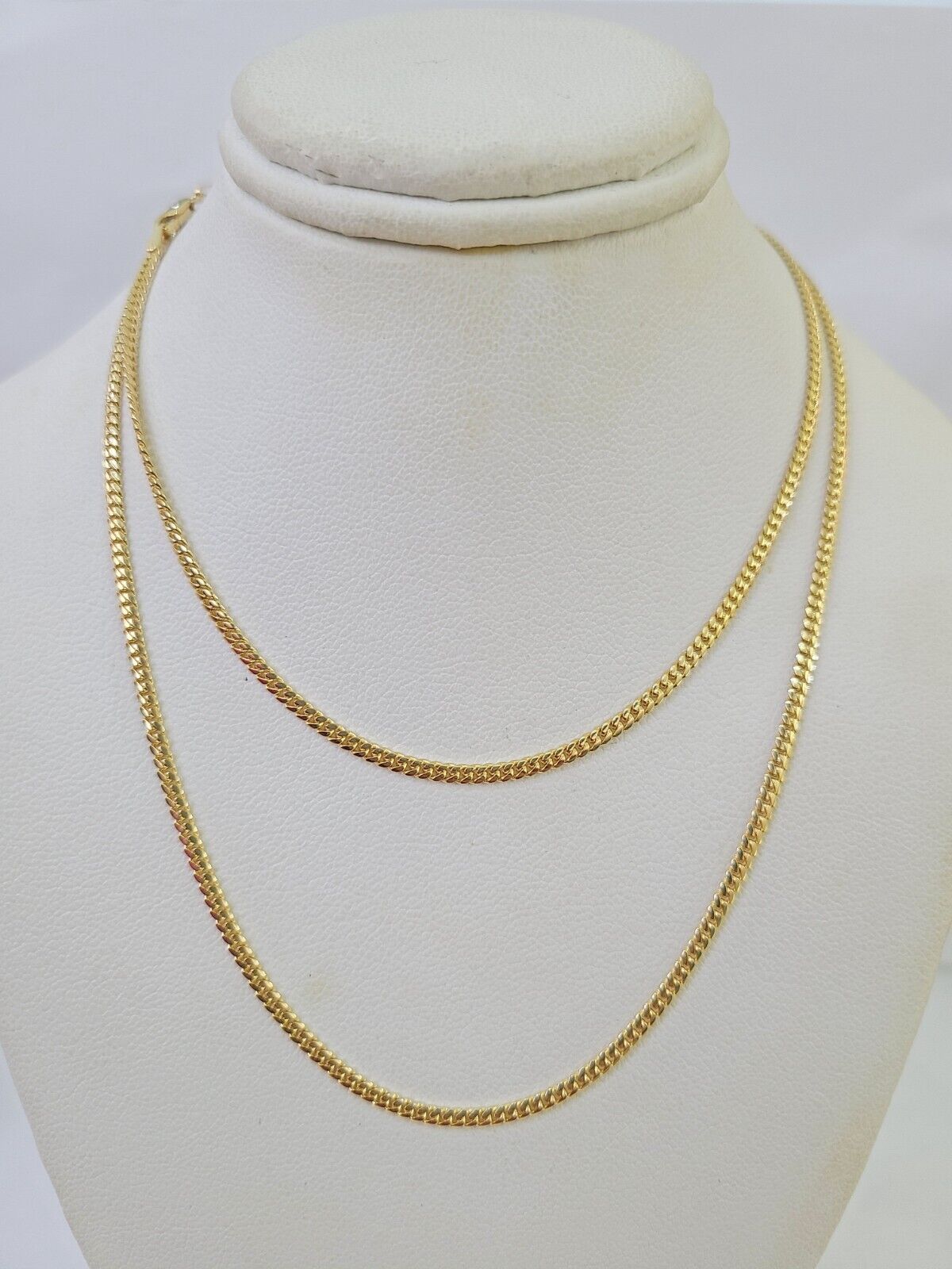 18k Real Solid Miami Cuban Chain Yellow Gold 2mm 18" Inch Genuine Necklace - GoldenlinQ