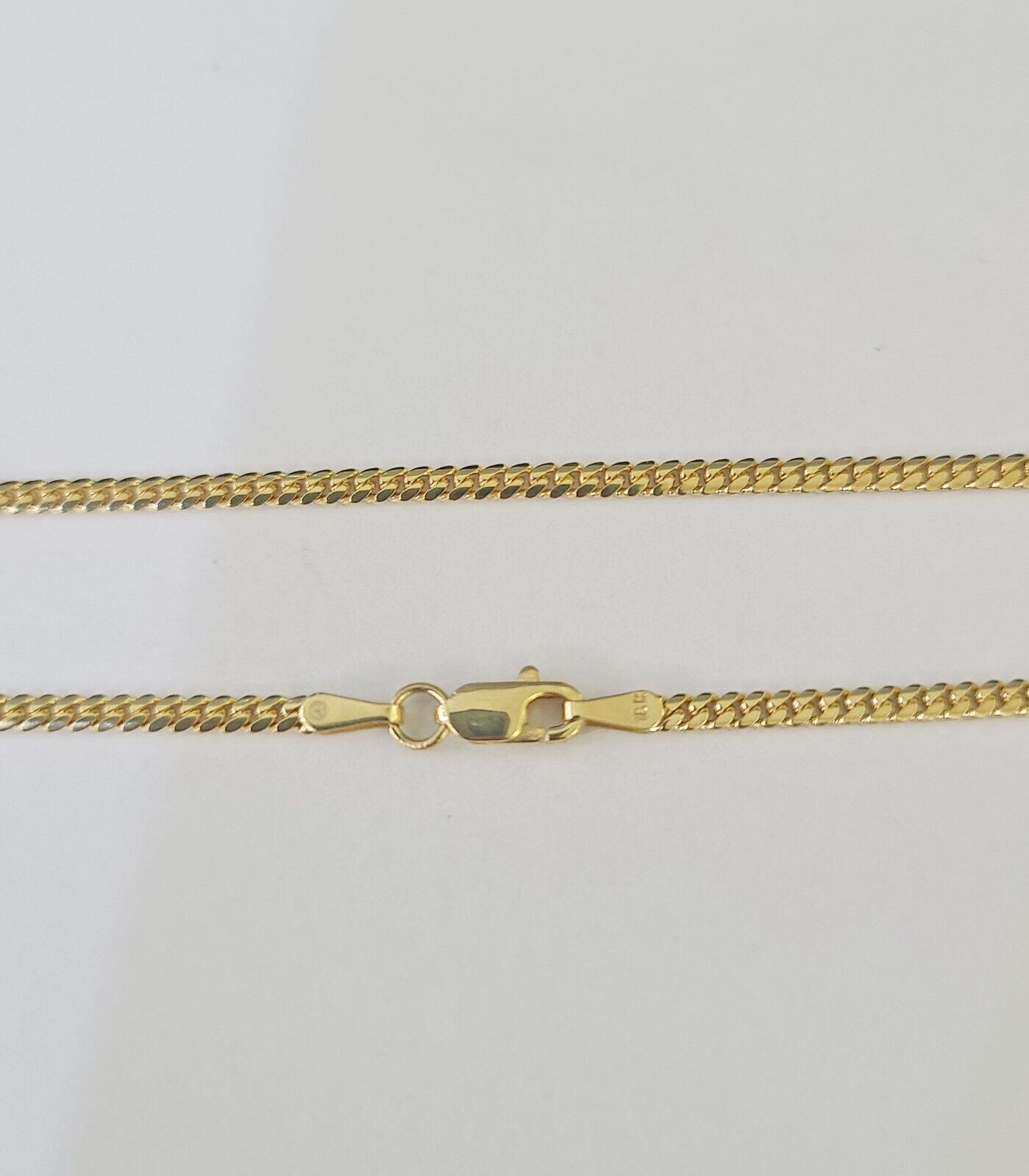 18k Real Solid Miami Cuban Chain Yellow Gold 2mm 18" Inch Genuine Necklace - GoldenlinQ