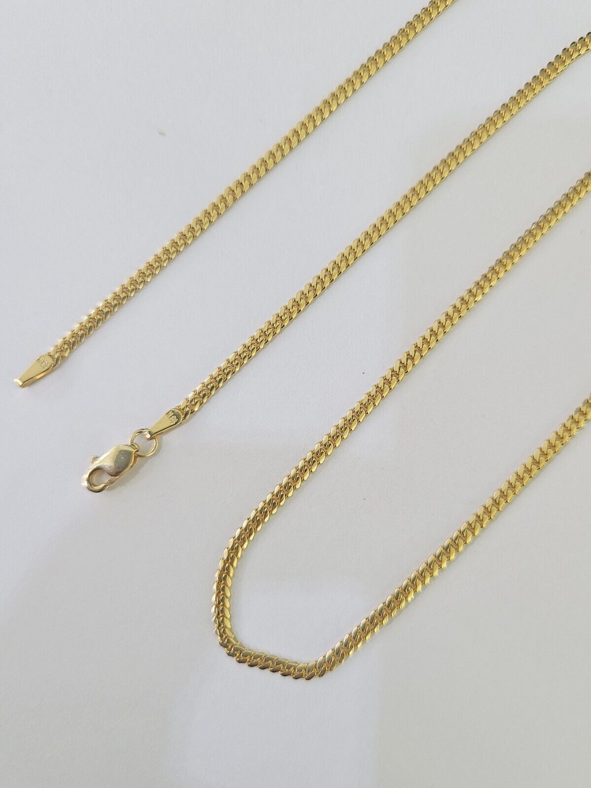 18k Real Solid Miami Cuban Chain Yellow Gold 2mm 18" Inch Genuine Necklace - GoldenlinQ