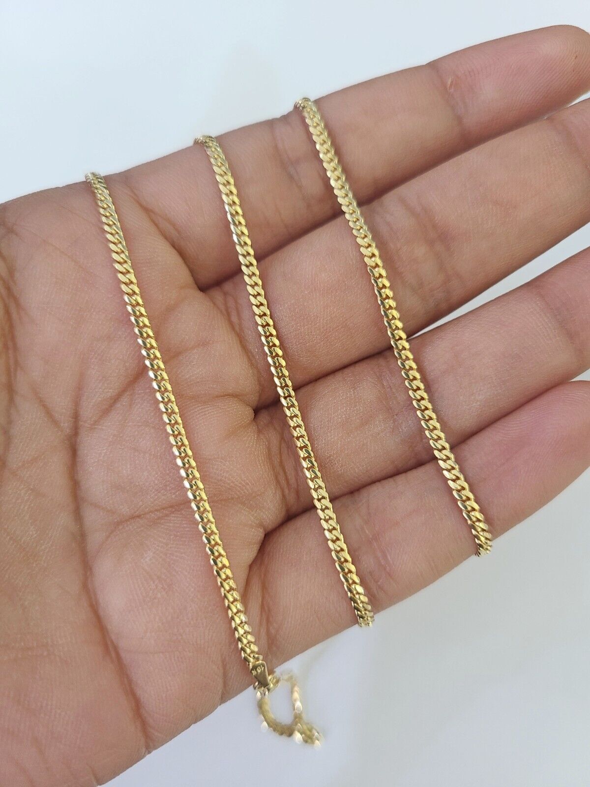18k Real Solid Miami Cuban Chain Yellow Gold 2mm 24" Inch Genuine Necklace - GoldenlinQ