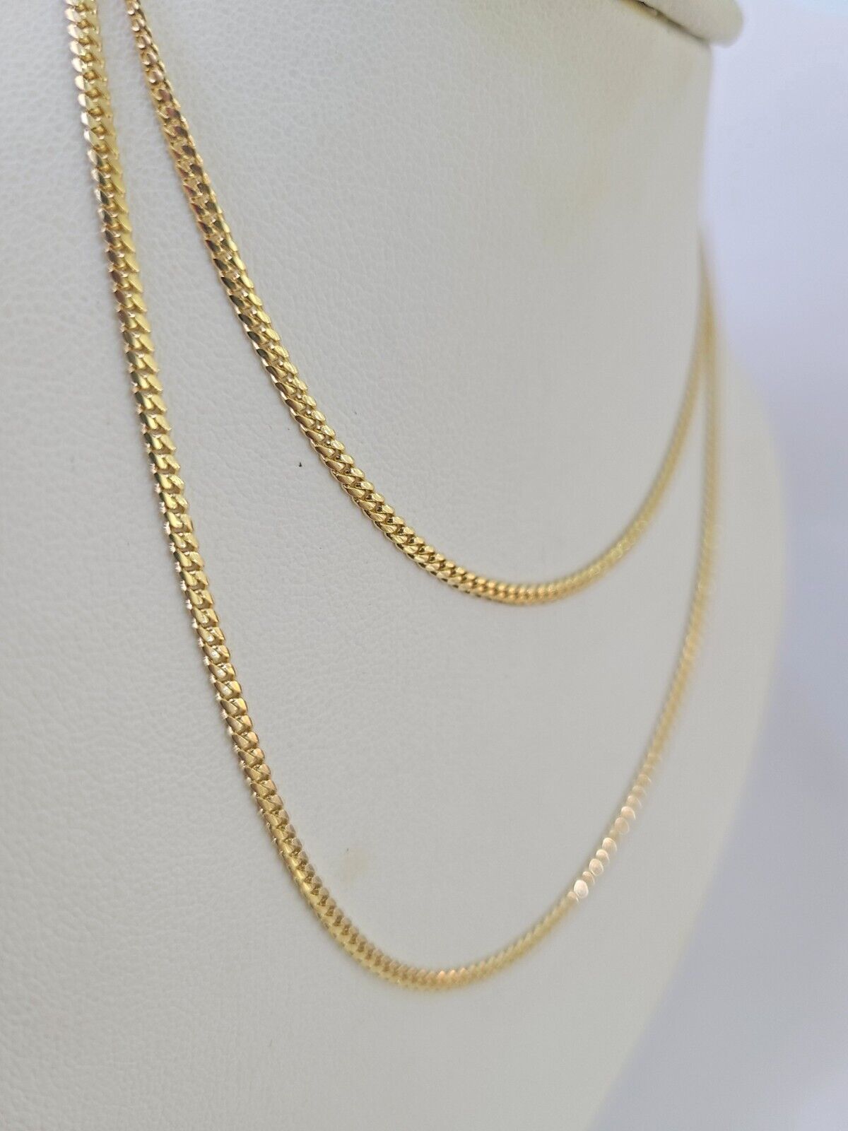 18k Real Solid Miami Cuban Chain Yellow Gold 2mm 24" Inch Genuine Necklace - GoldenlinQ
