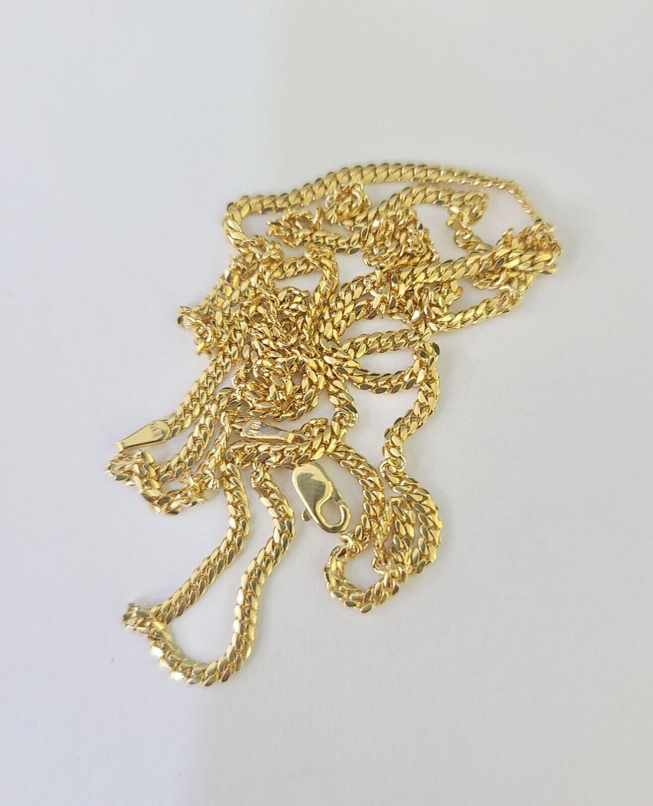 18k Real Solid Miami Cuban Chain Yellow Gold 2mm 24" Inch Genuine Necklace - GoldenlinQ
