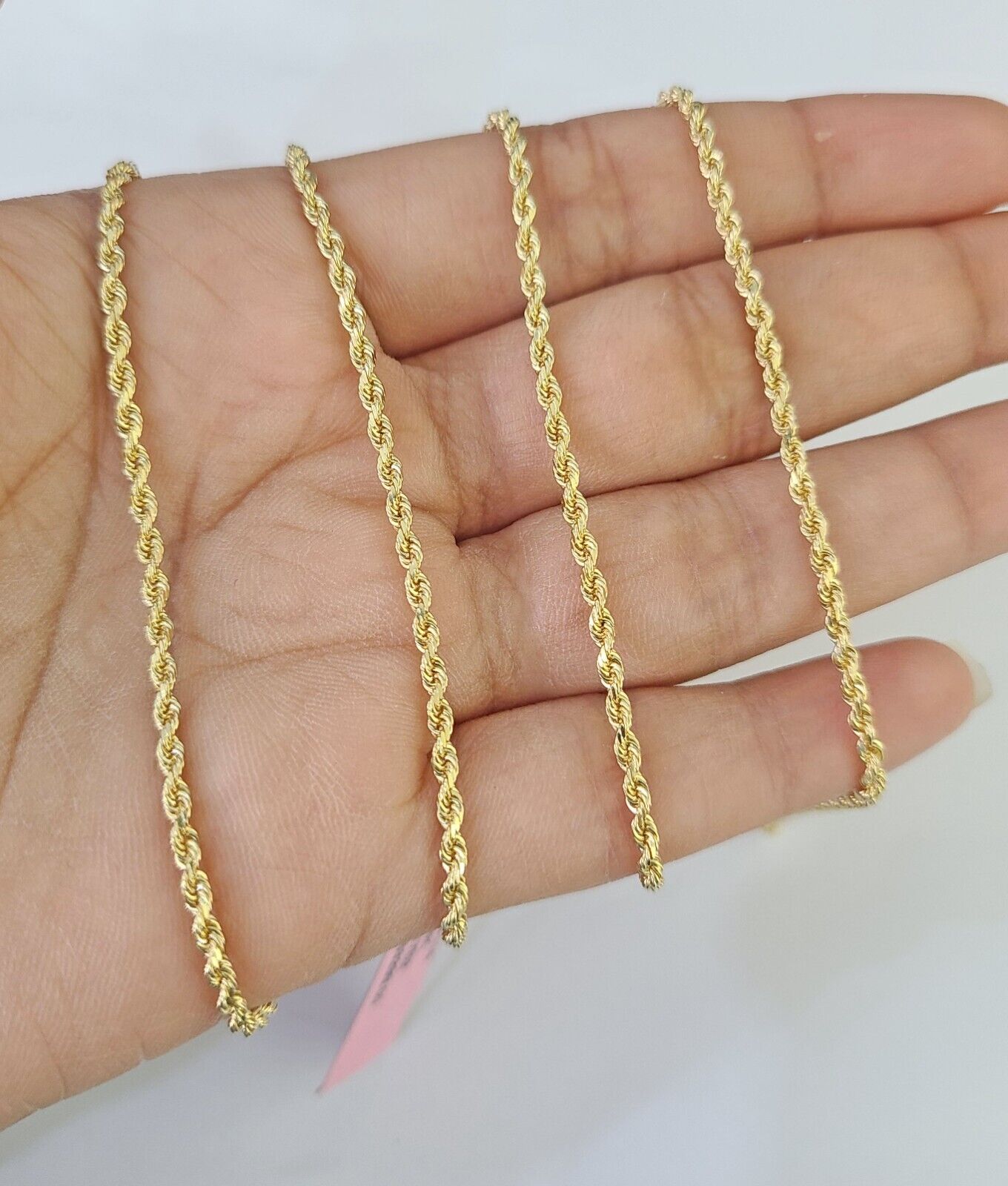 18k Real Solid Rope Chain Yellow Gold 2mm 16" - 24" Inch Genuine 18k - GoldenlinQ