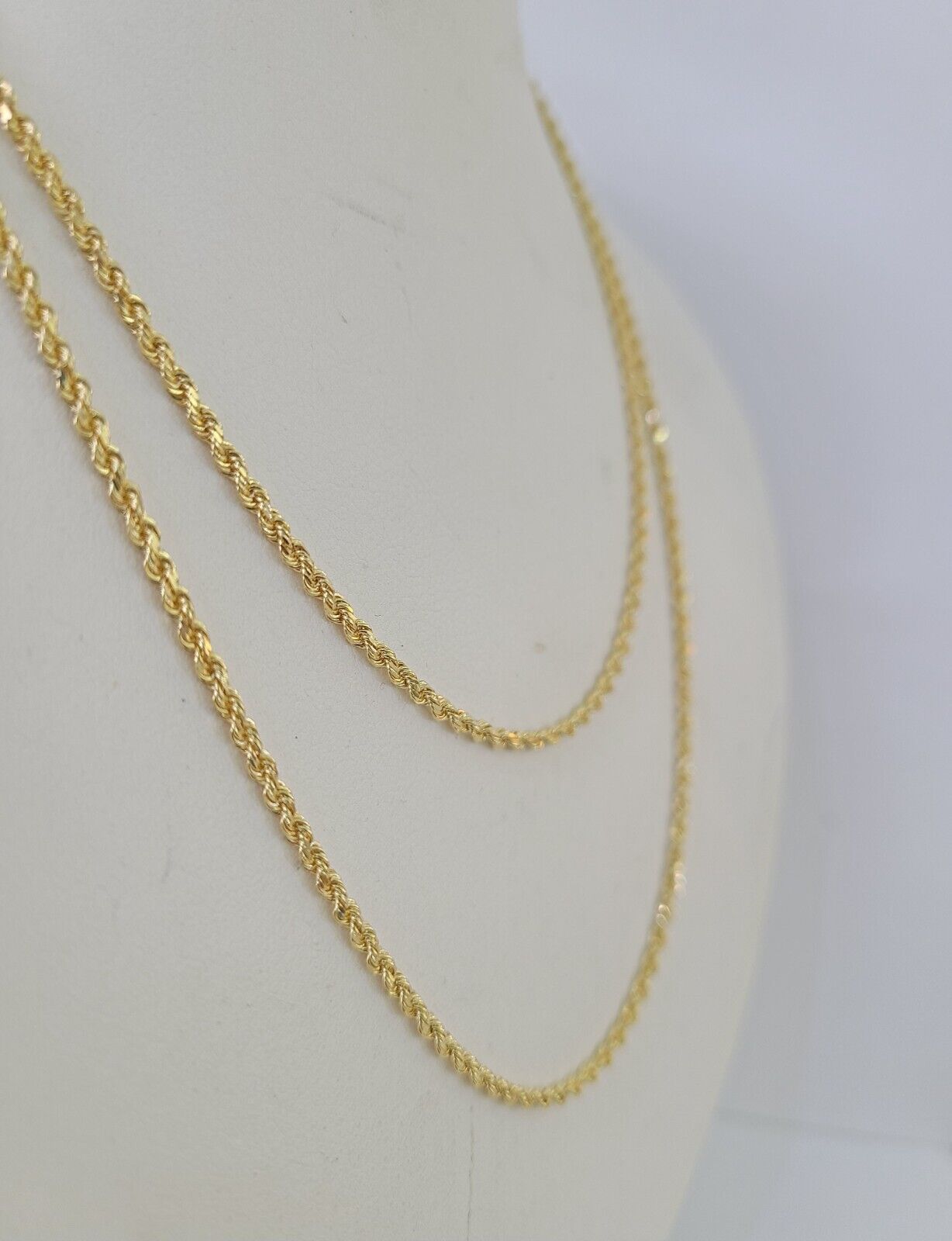 18k Real Solid Rope Chain Yellow Gold 2mm 20" Inch Genuine 18kt Necklace - GoldenlinQ