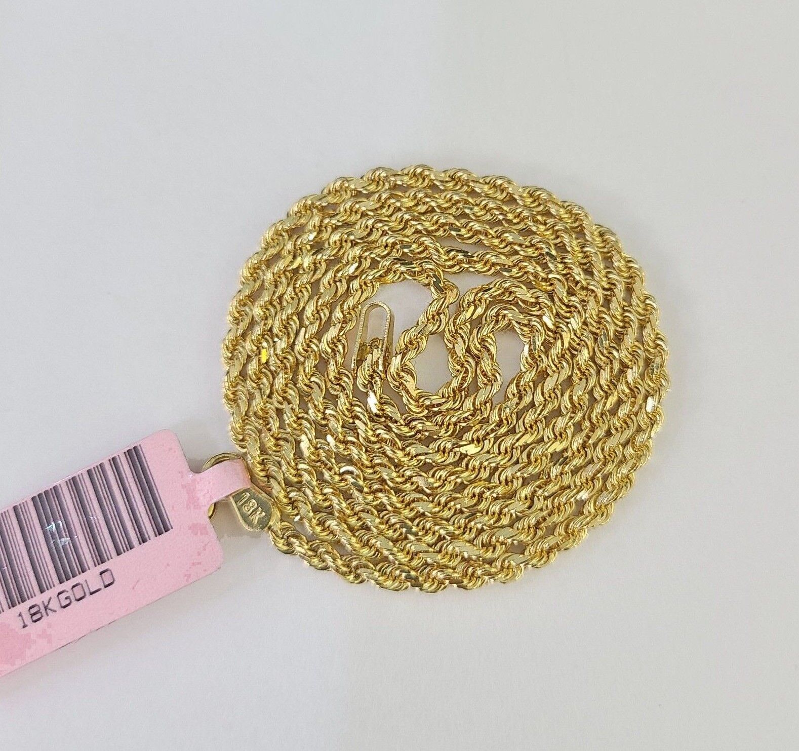 18k Real Solid Rope Chain Yellow Gold 2mm 20" Inch Genuine 18kt Necklace - GoldenlinQ