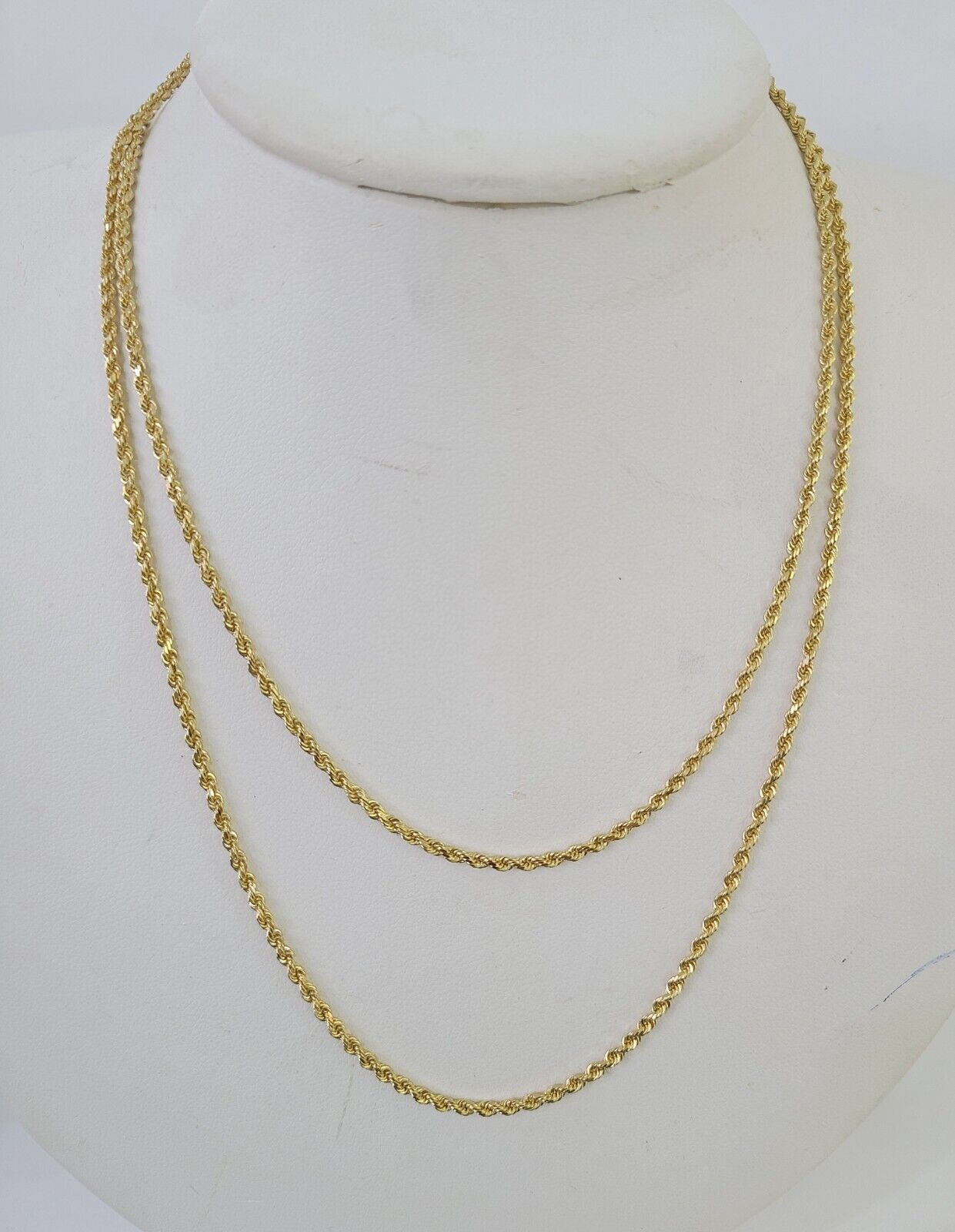 18k Real Solid Rope Chain Yellow Gold 2mm 22" Inch Genuine 18k Necklace - GoldenlinQ