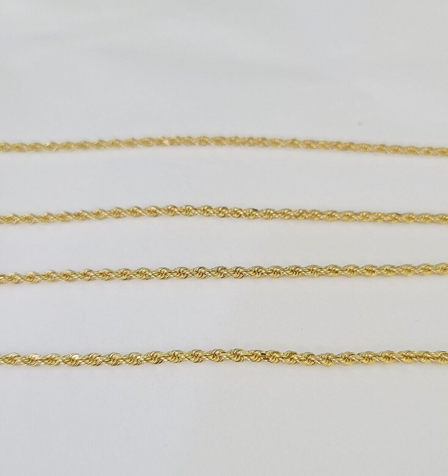18k Real Solid Rope Chain Yellow Gold 2mm 22" Inch Genuine 18k Necklace - GoldenlinQ
