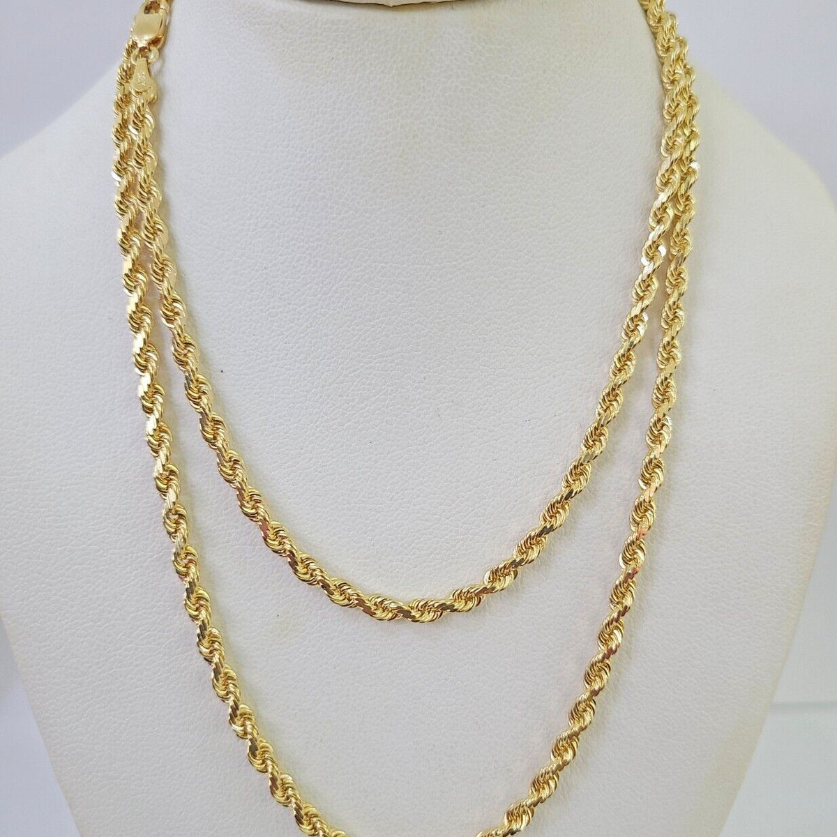 18k Real Solid Rope Chain Yellow Gold 3mm 18