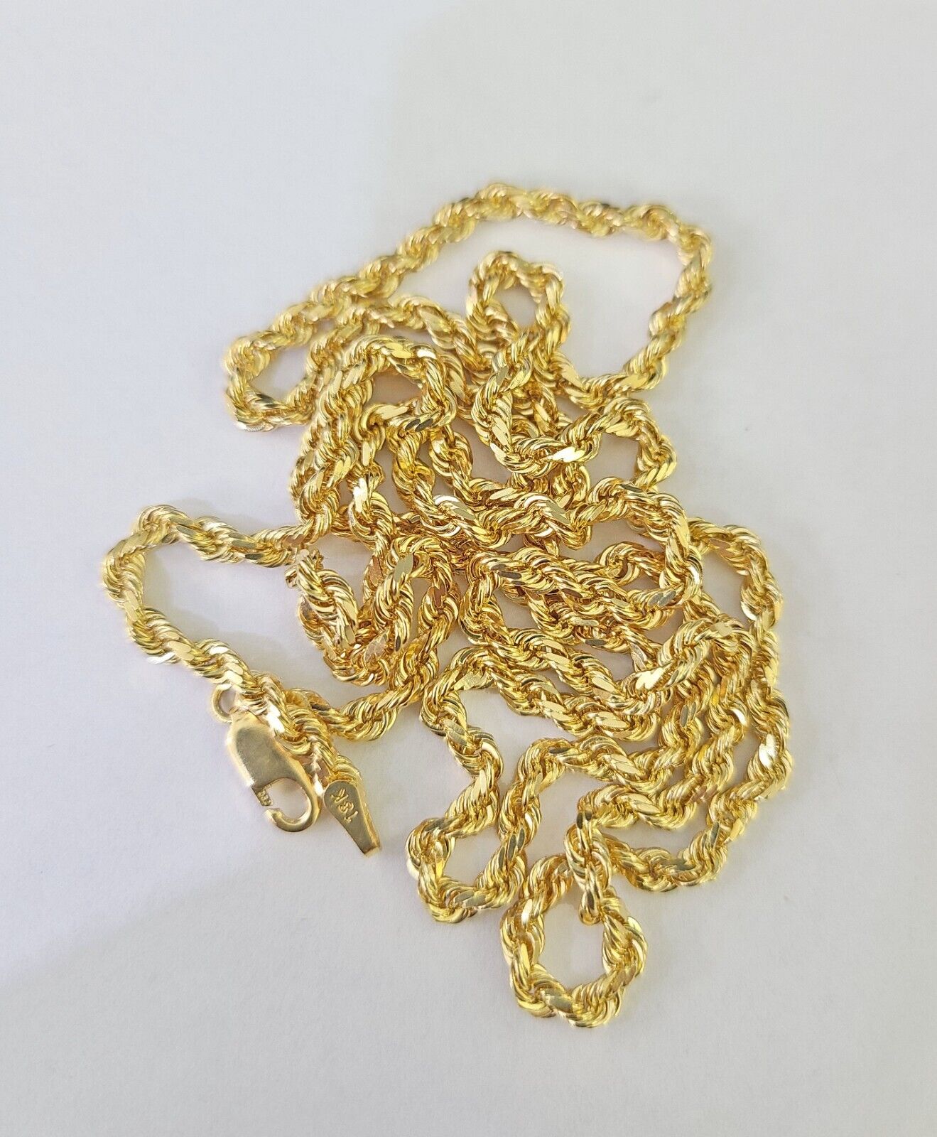 18k Real Solid Rope Chain Yellow Gold 3mm 18" - 26" Inch Genuine 18kt Necklace - GoldenlinQ