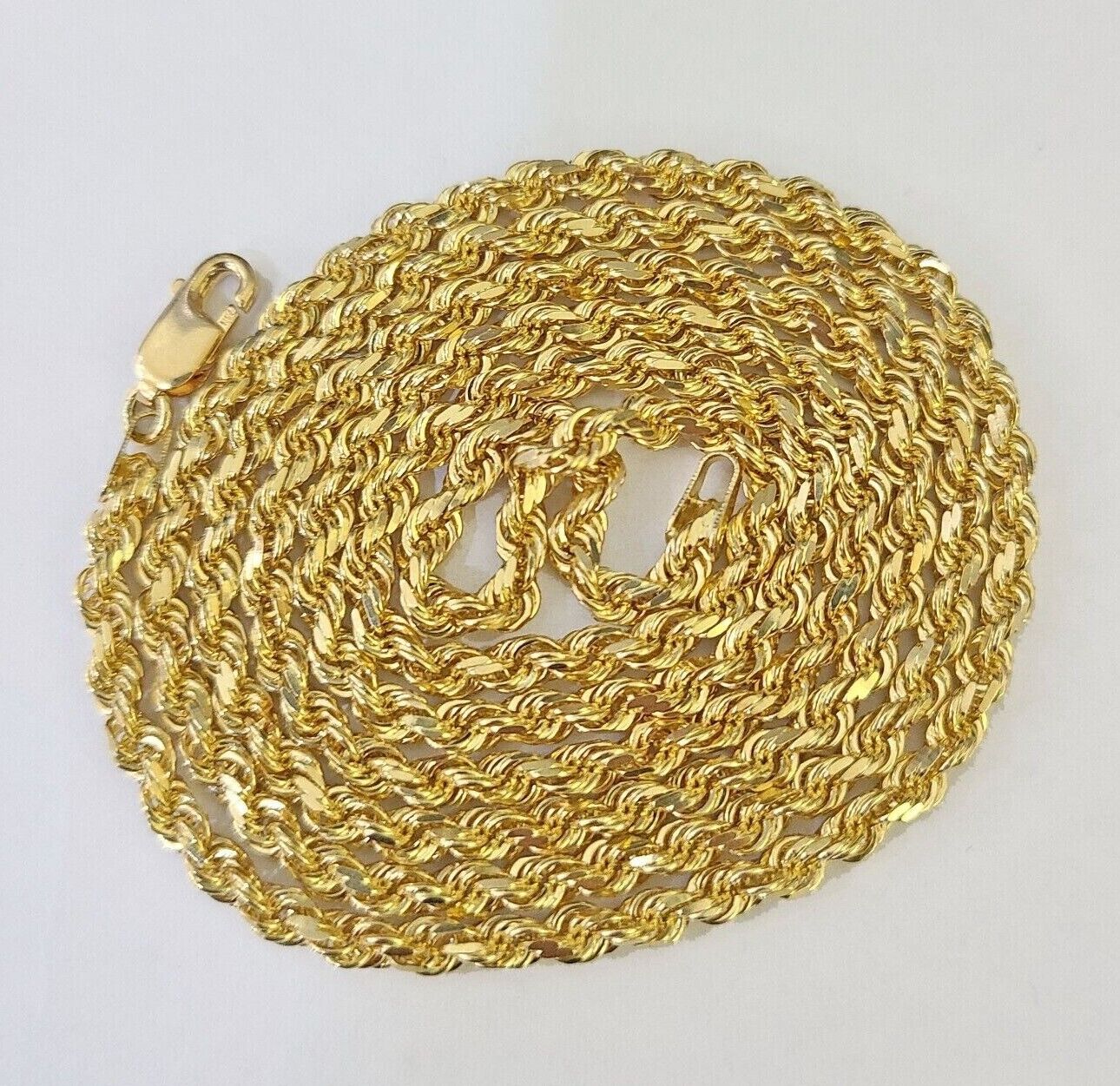 18k Real Solid Rope Chain Yellow Gold 3mm 18" - 26" Inch Genuine 18kt Necklace - GoldenlinQ