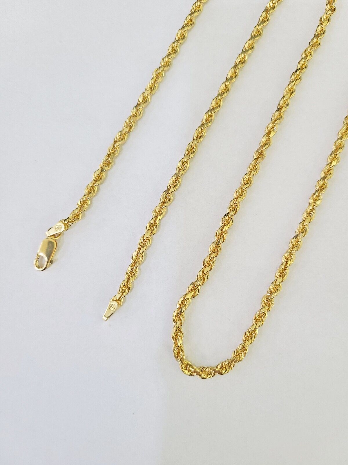 18k Real Solid Rope Chain Yellow Gold 3mm 18" - 26" Inch Genuine 18kt Necklace - GoldenlinQ