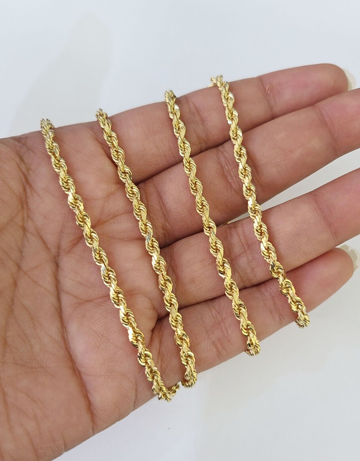 18k Real Solid Rope Chain Yellow Gold 3mm 18" Inch Genuine 18kt Necklace - GoldenlinQ