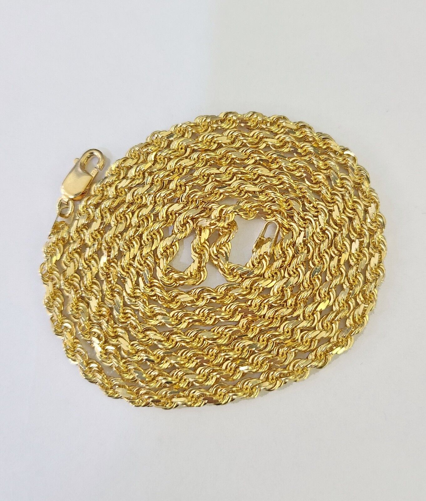18k Real Solid Rope Chain Yellow Gold 3mm 26" Inch Genuine 18kt Necklace - GoldenlinQ