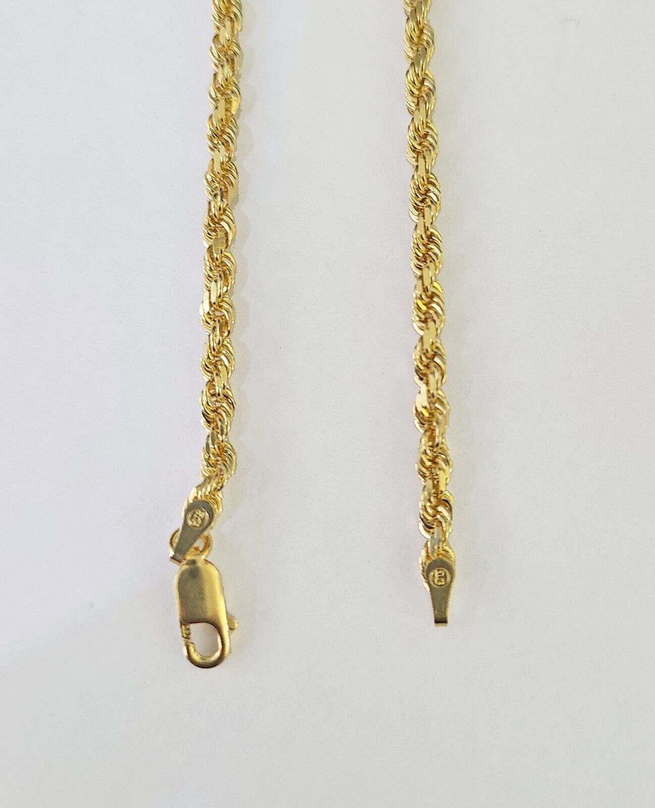 18k Real Solid Rope Chain Yellow Gold 3mm 26" Inch Genuine 18kt Necklace - GoldenlinQ