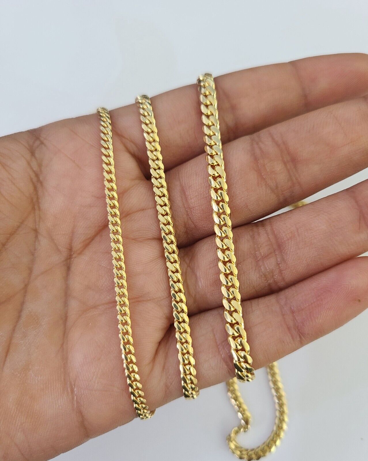 18k Solid Miami Cuban Chain Gold 2.5mm 3mm 4mm 18" 20" 22" 24" Inch Necklace - GoldenlinQ