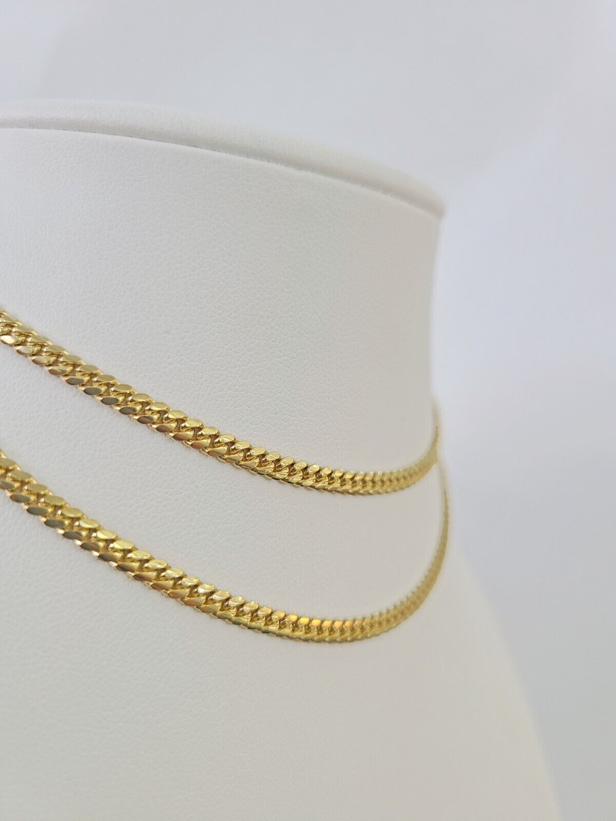 18k Solid Miami Cuban Chain Yellow Gold 3mm 26" Inch Genuine Necklace Real - GoldenlinQ