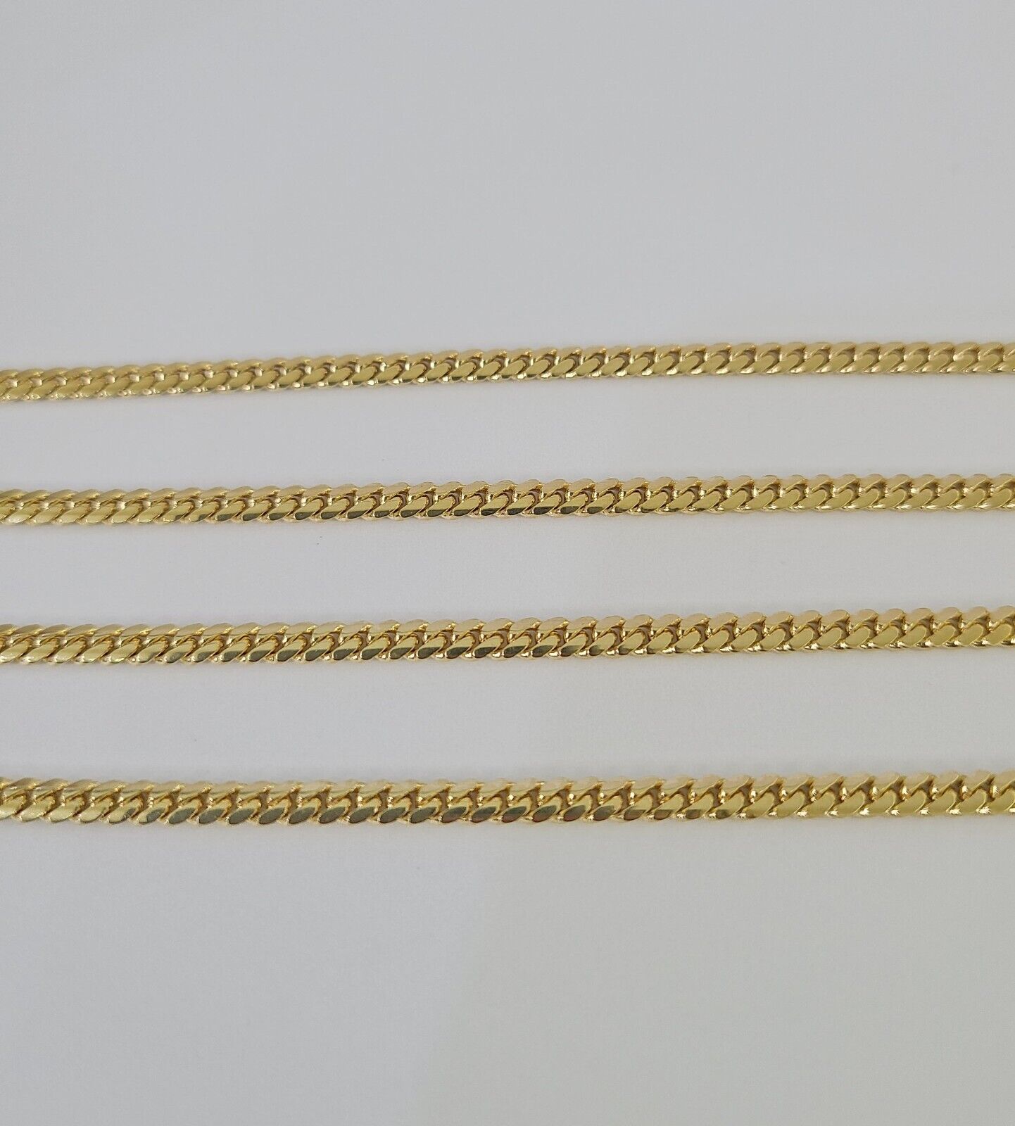 18k Solid Miami Cuban Chain Yellow Gold 3mm 26" Inch Genuine Necklace Real - GoldenlinQ