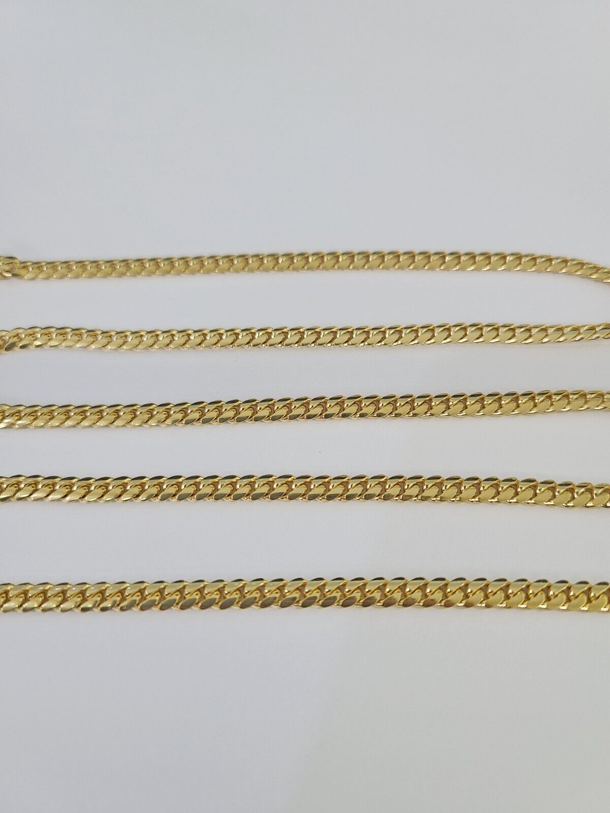 18k Solid Miami Cuban Necklace Chain Yellow Gold 4mm 18" 20" 22" 24" Inch Real - GoldenlinQ