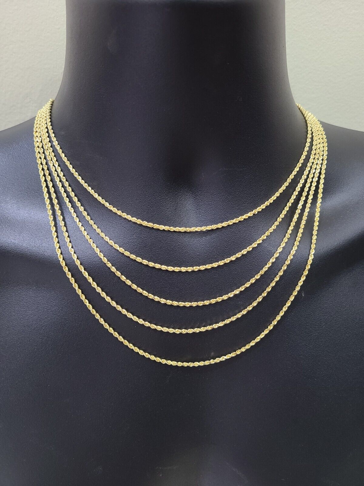 18k Yellow Gold Rope Chain 2mm 16" - 24" Inch Real Gold 18kt All Sizes - GoldenlinQ
