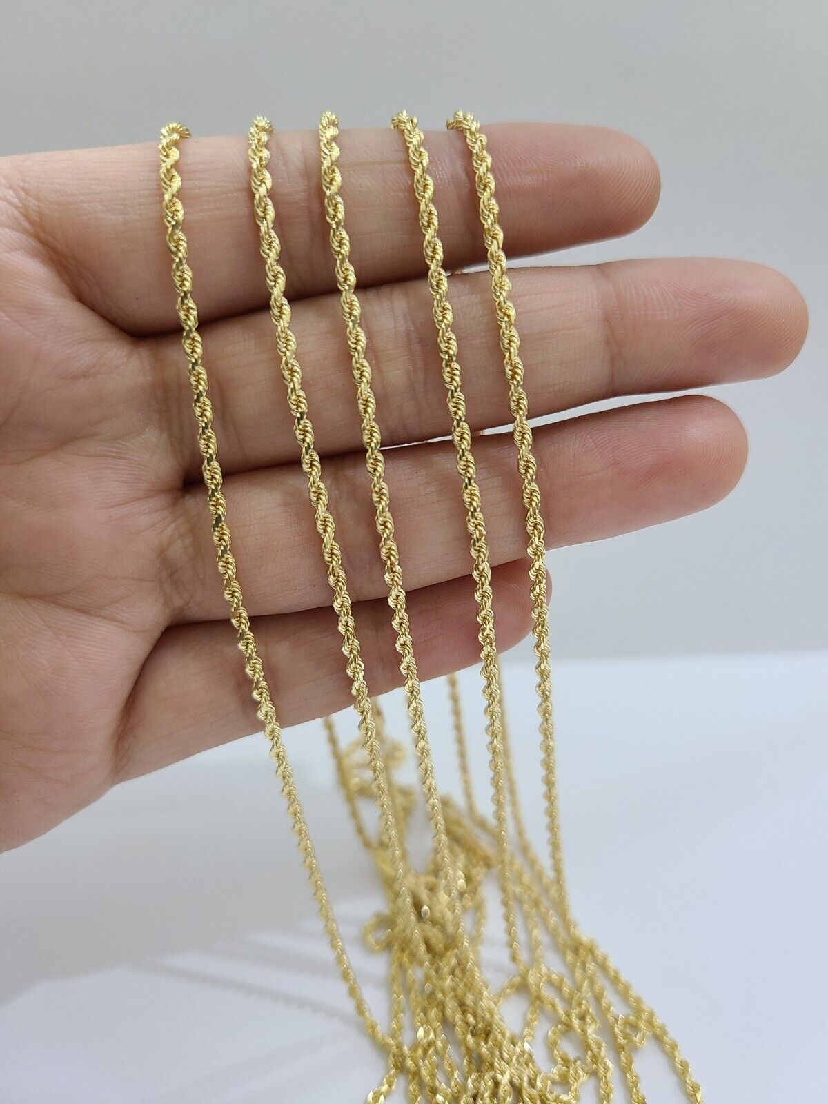 18k Yellow Gold Rope Chain 2mm 16" - 24" Inch Real Gold 18kt All Sizes - GoldenlinQ