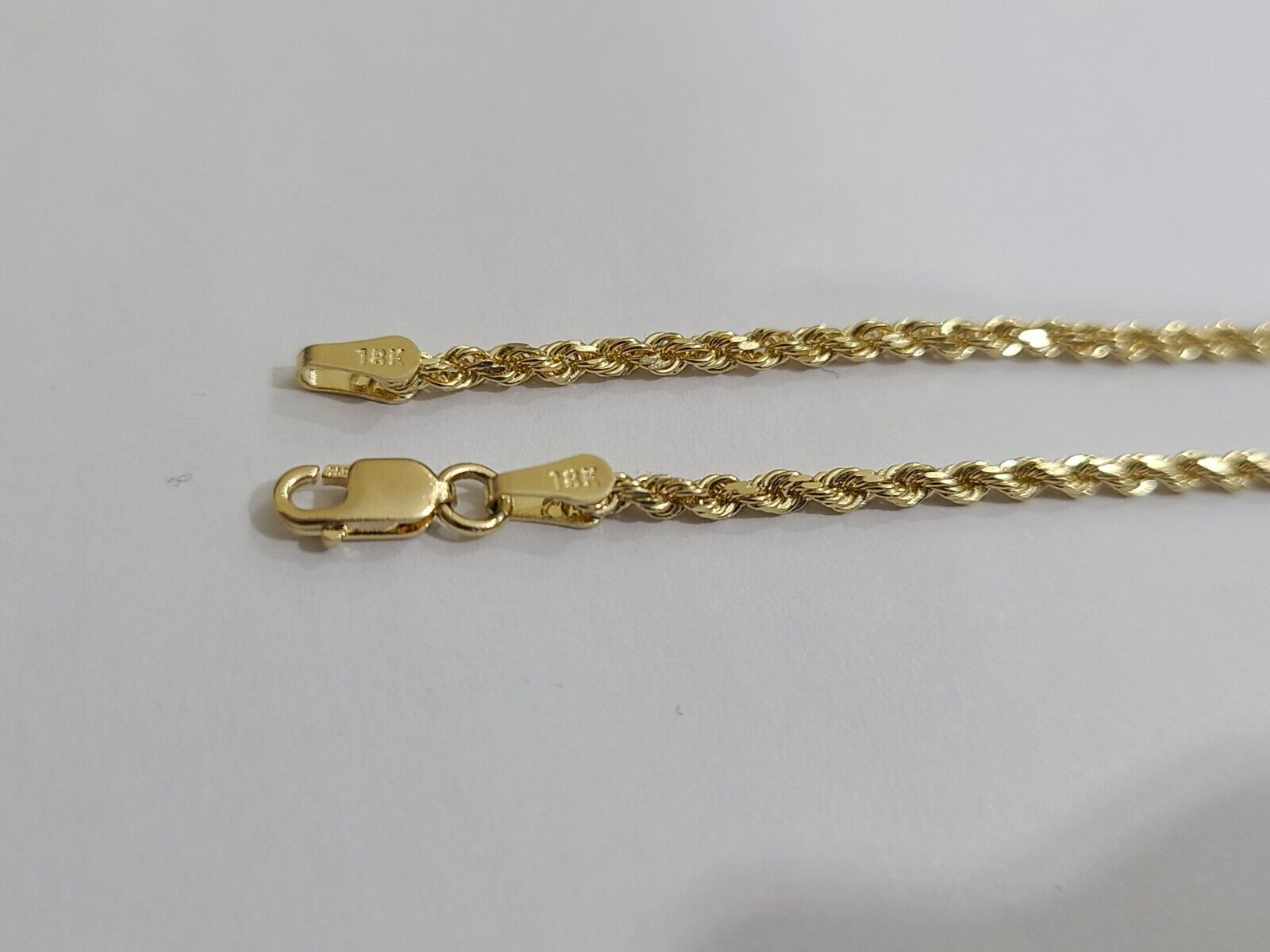 18k Yellow Gold Rope Chain 2mm 16" - 24" Inch Real Gold 18kt All Sizes - GoldenlinQ