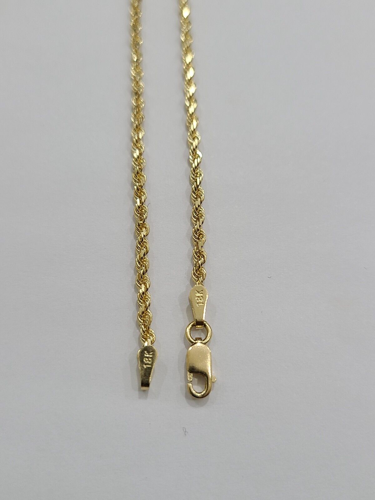 18k Yellow Gold Rope Chain 2mm 16" - 24" Inch Real Gold 18kt All Sizes - GoldenlinQ