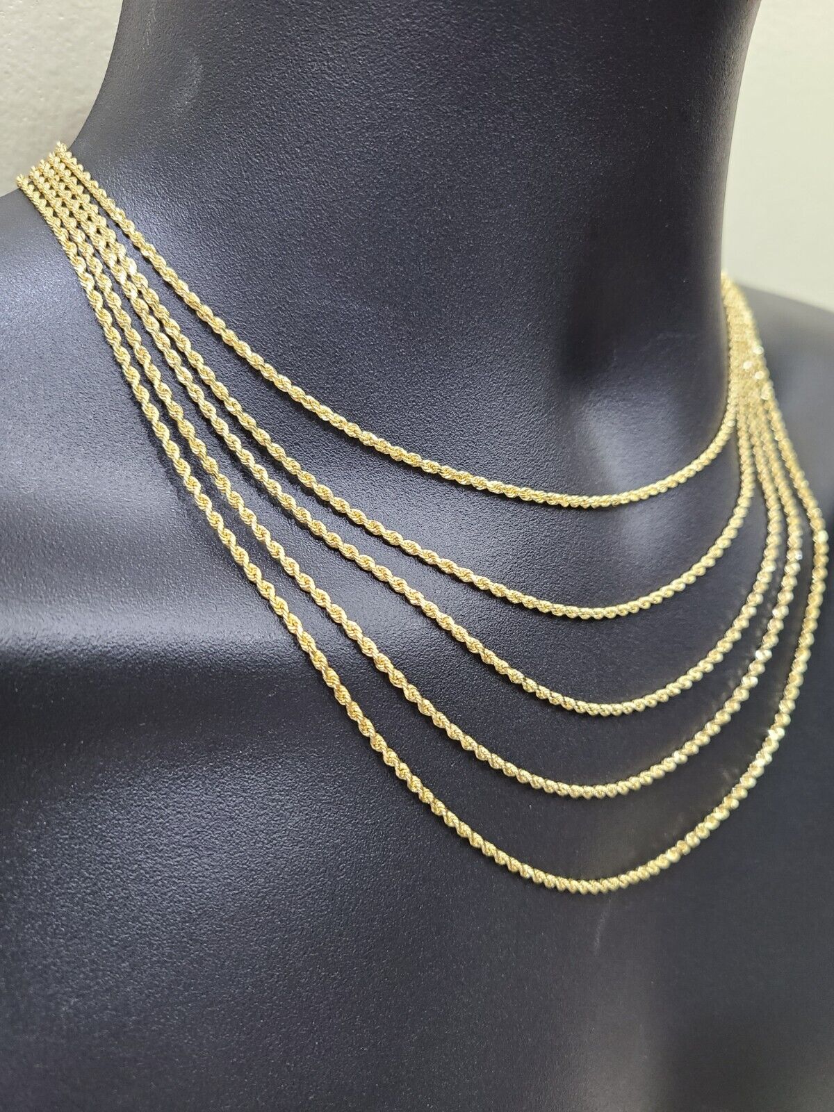 18k Yellow Gold Rope Chain 2mm 16" - 24" Inch Real Gold 18kt All Sizes - GoldenlinQ