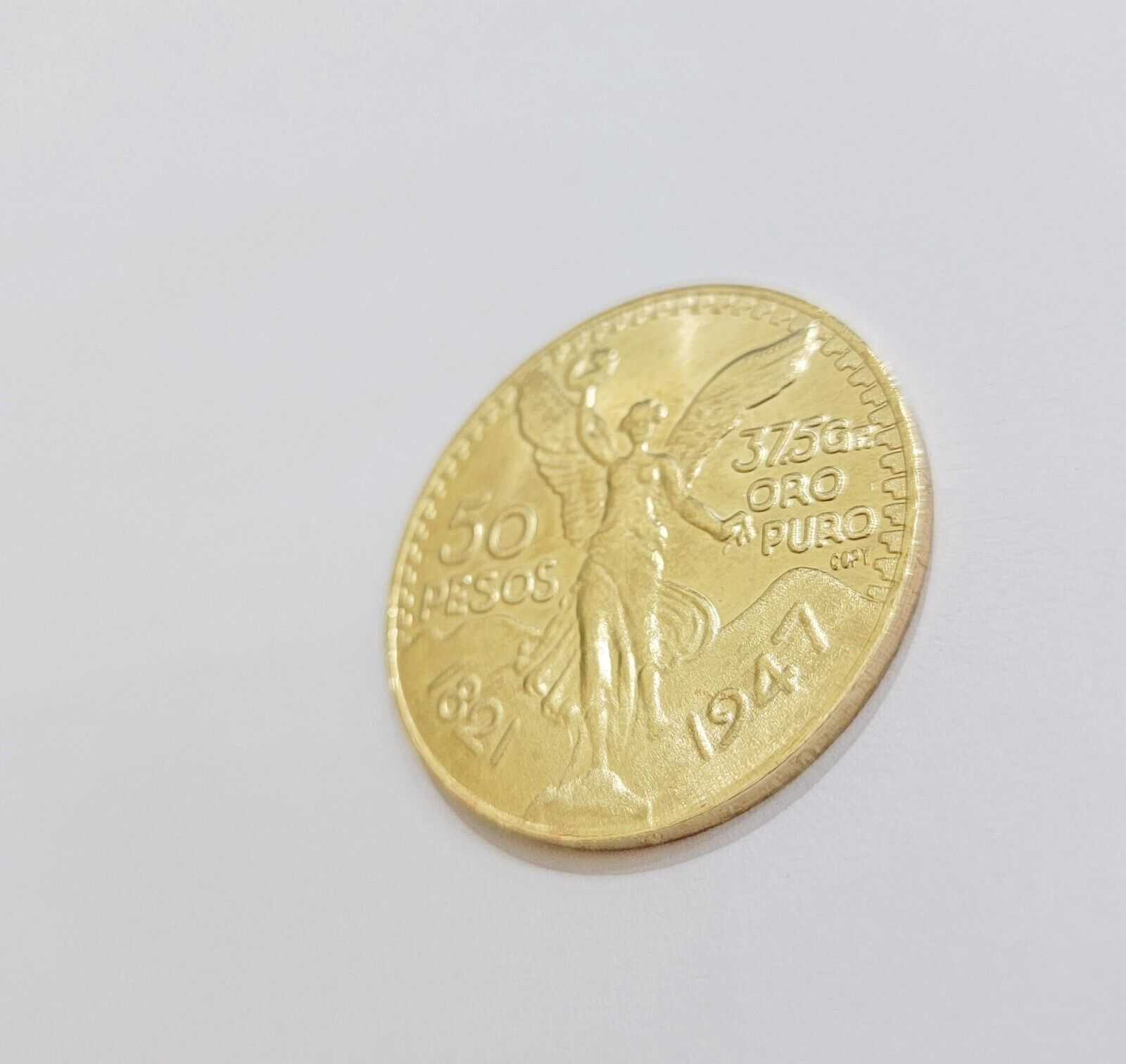 1947 Mexican Centenario 50 Gold Pesos Coin Solid 10k Yellow Gold Centenaro REAL - GoldenLinQ