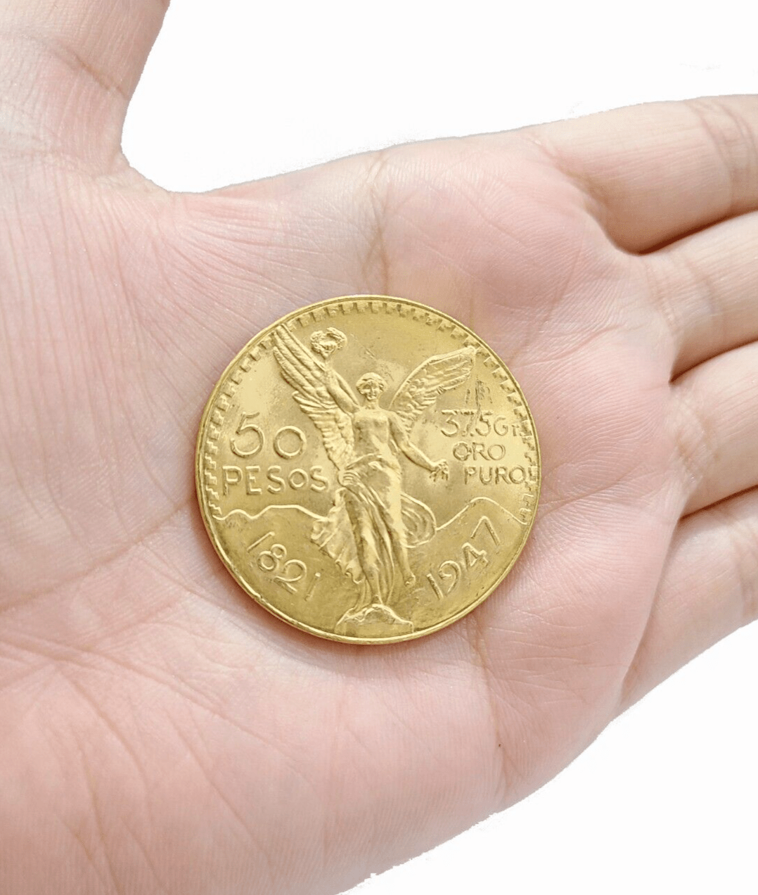 1947 Mexican Centenaro 50 Gold Pesos Coin Solid 22k Yellow Gold, Oro Centenario - GoldenLinQ