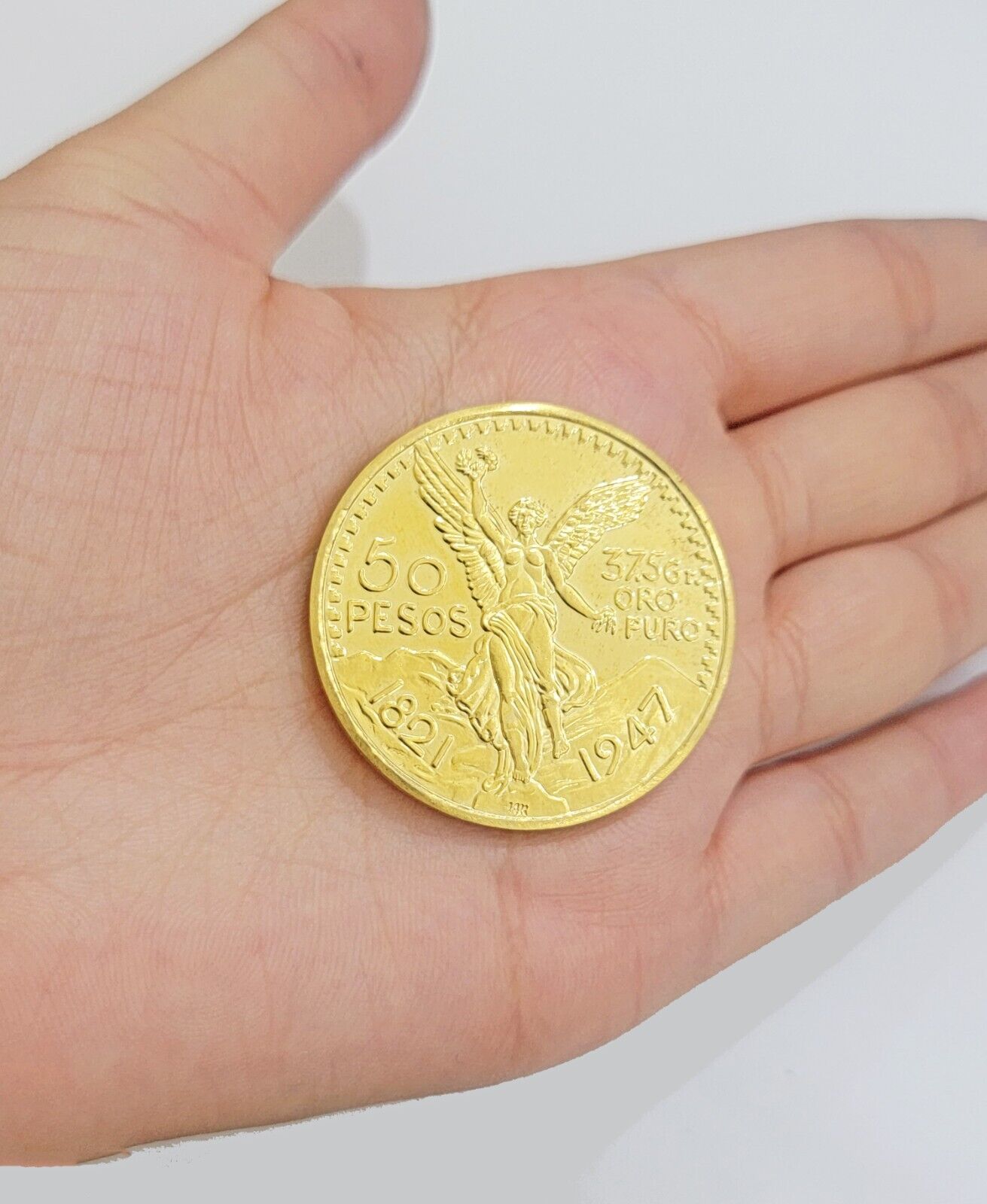 1947 Mexican Centenaro 50 Gold Pesos Copy Coin Solid 14k Yellow Gold , REAL 14KT - GoldenLinQ