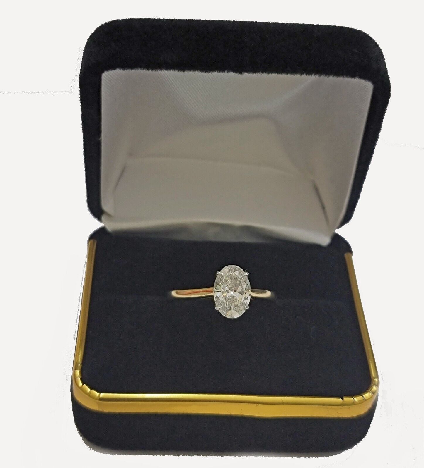 1CT IGI Certified Diamond Engagement Ring VS2 D Oval Lab - created 14k Yellow Gold - GoldenLinQ