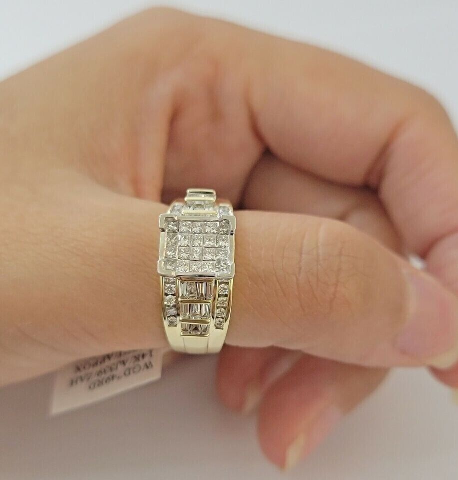 1CT Ladies Diamond Ring Real 10k Yellow Gold Diamond Cinderella Style GENUINE - GoldenlinQ