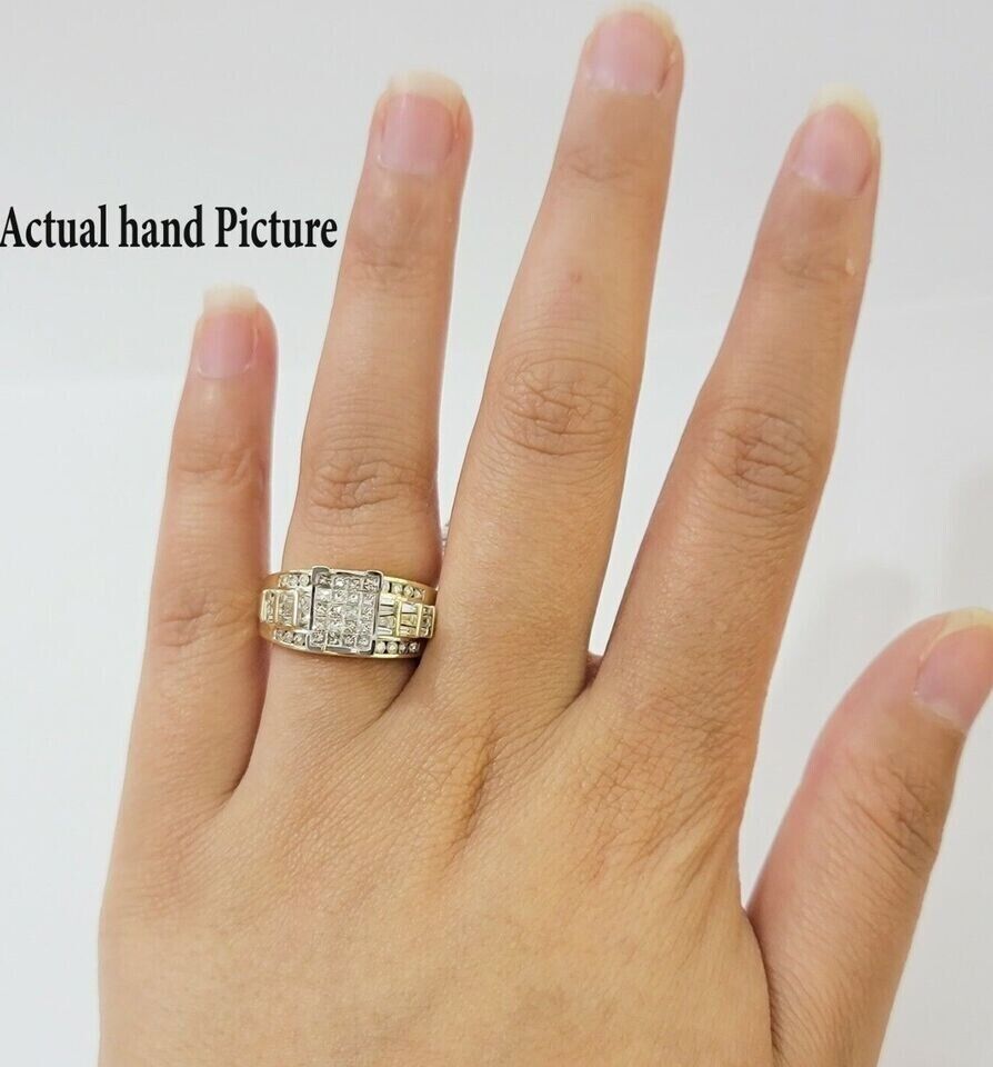 1CT Ladies Diamond Ring Real 10k Yellow Gold Diamond Cinderella Style GENUINE - GoldenlinQ