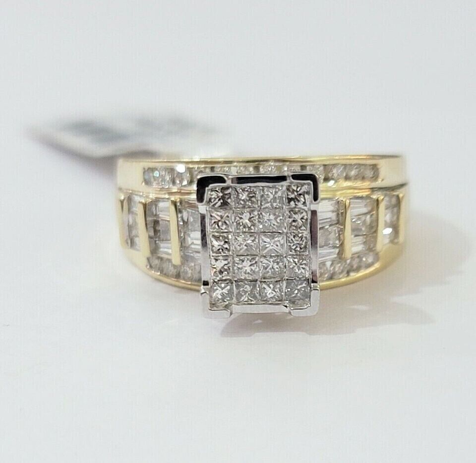 1CT Ladies Diamond Ring Real 10k Yellow Gold Diamond Cinderella Style GENUINE - GoldenlinQ