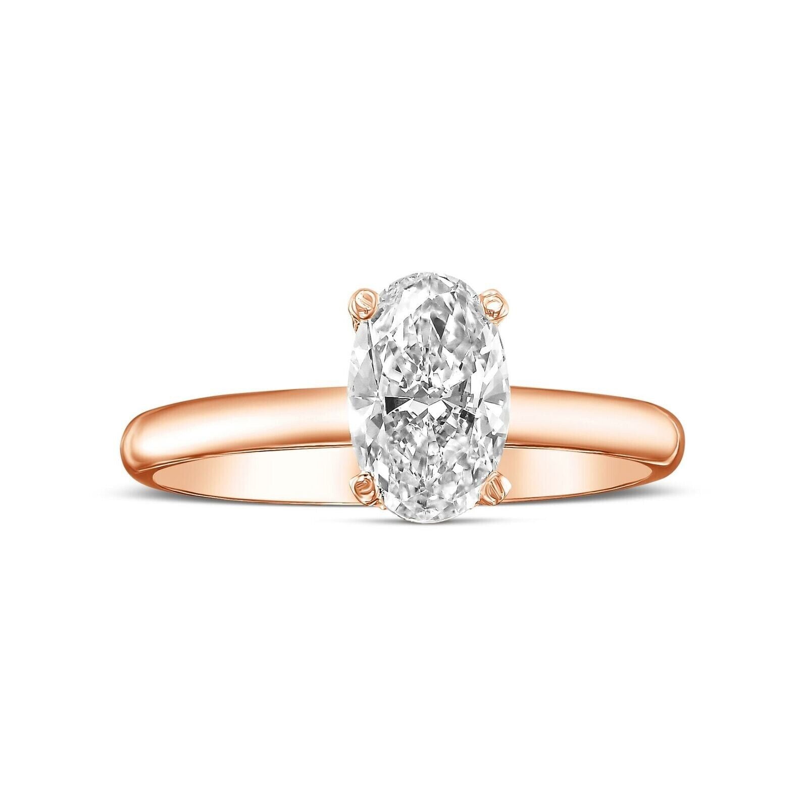 1CT Oval Shape Diamond Engagement Ring Excellent 14k White Gold H VS Lab - Created - GoldenLinQ